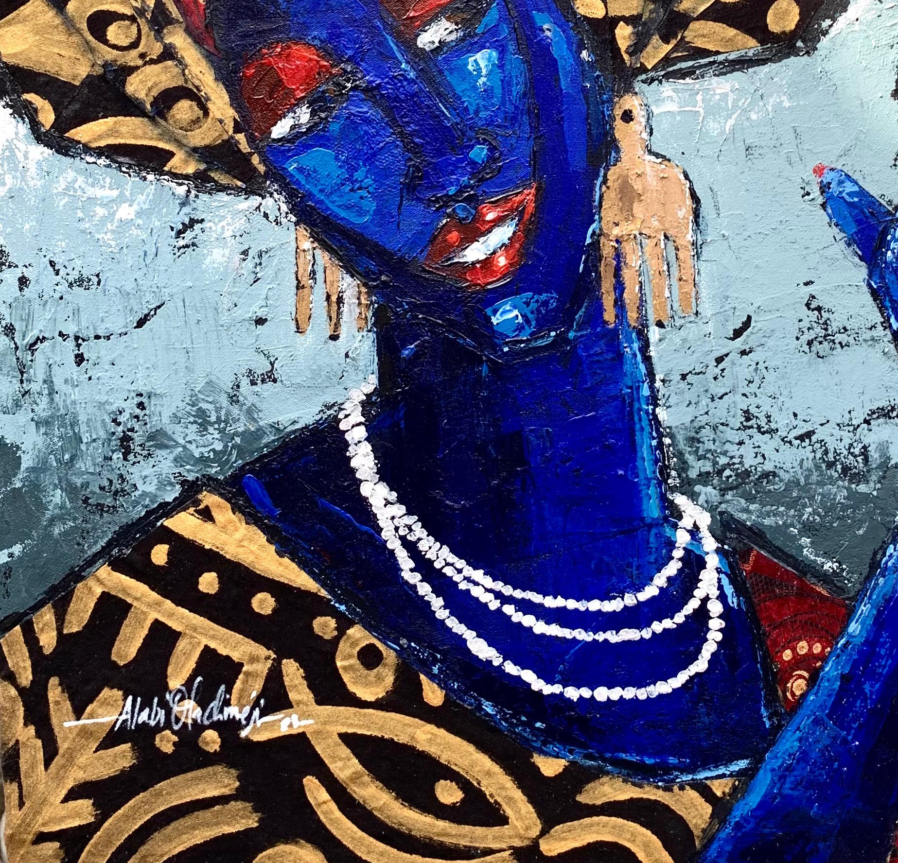 Obirin Asiko (Femme à la mode) est une peinture originale d'Oladimeji Alabi. Oladimeji a créé l'Obirin Asiko (Femme à la mode) avec des techniques mixtes sur une toile apprêtée de 21W par 24H pouces.

Cette peinture a été créée pour documenter le