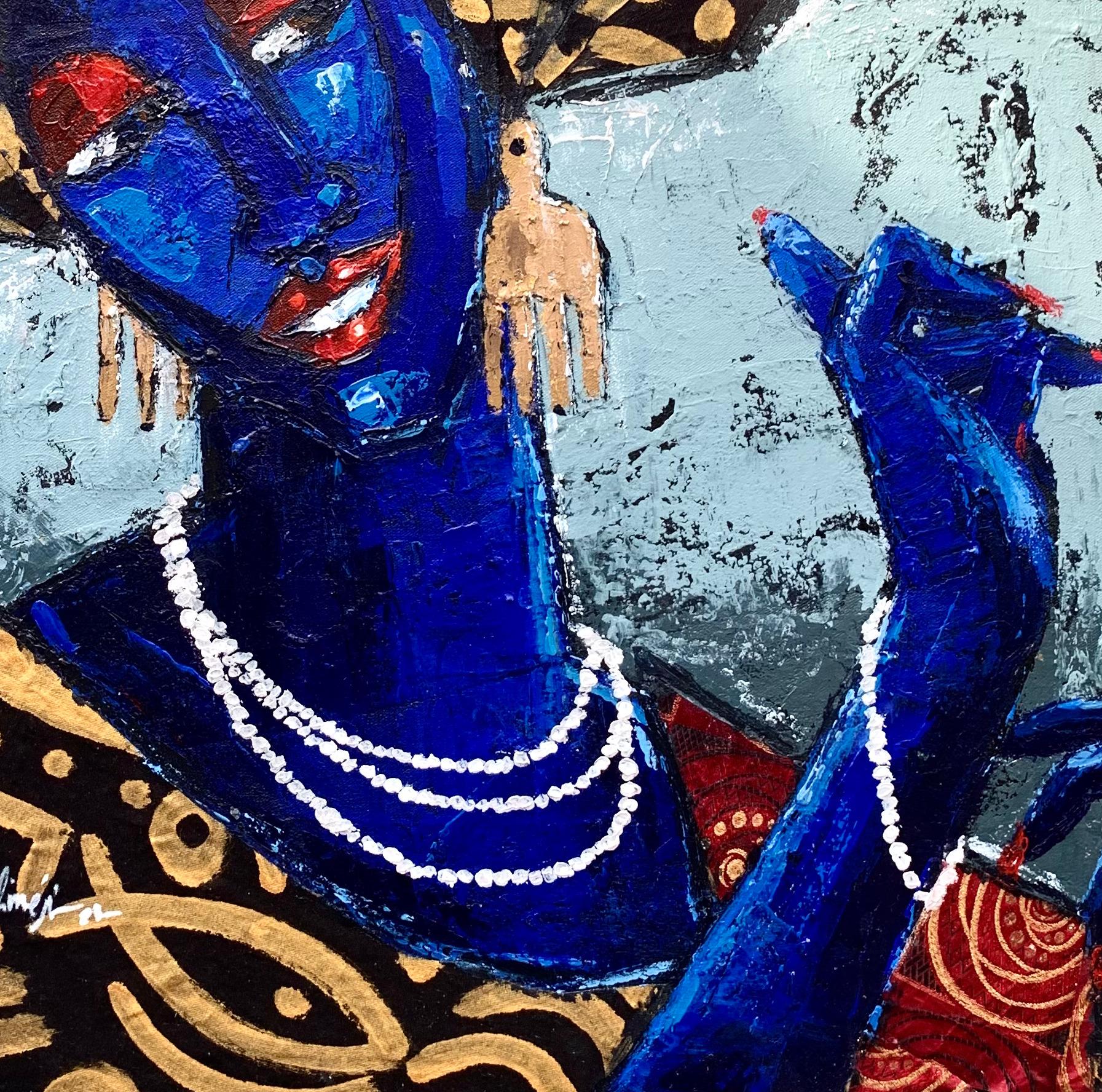 Obirin Asiko (Fashionable Woman) is an original painting by Oladimeji Alabi. Oladimeji created the Obirin Asiko (Fashionable Woman) with Mixed Media on a 21W by 24H inches primed canvas.

This painting is created to document the uniqueness of