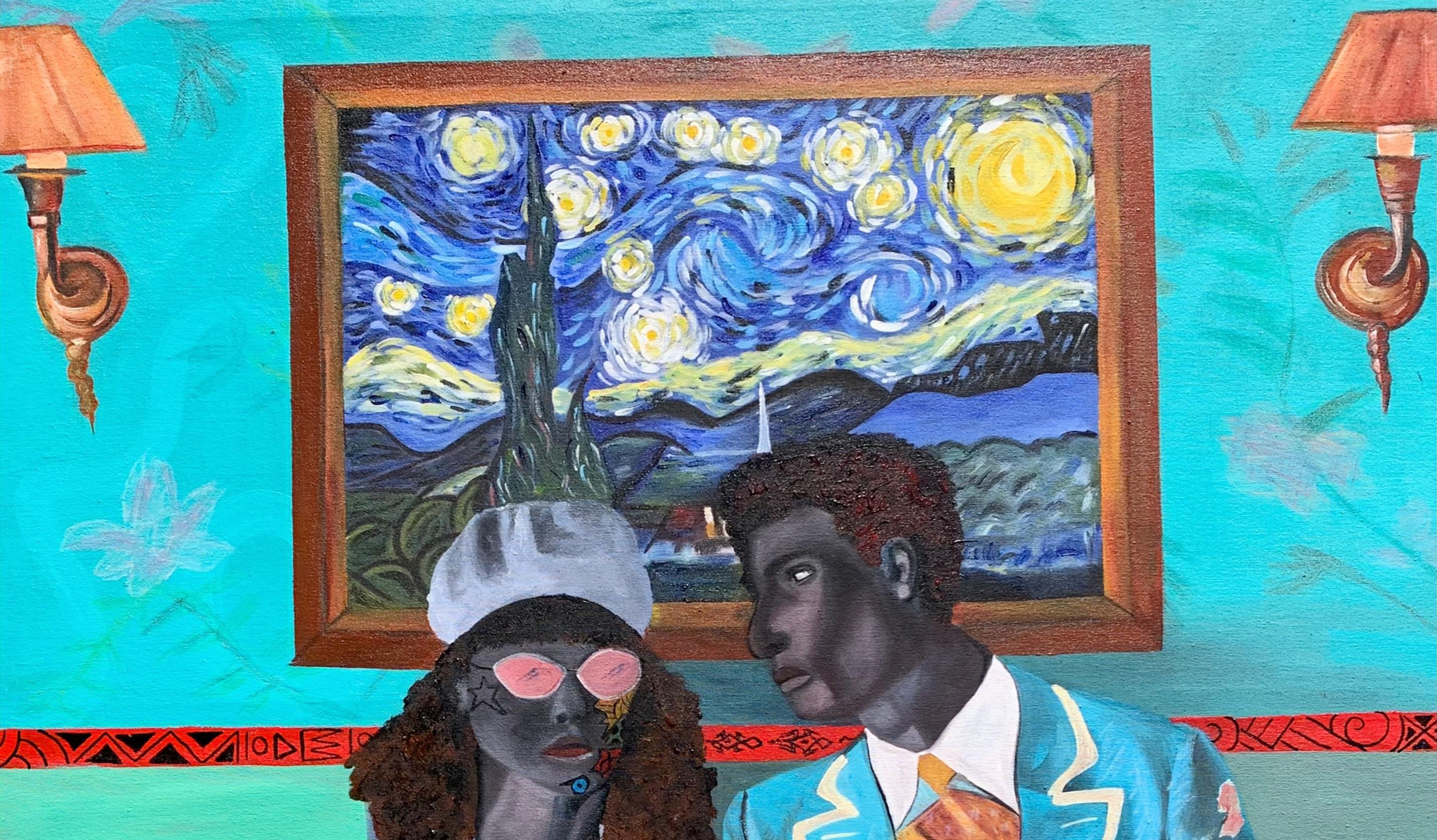 My A Space - 21e siècle, Contemporain, Portrait figuratif, Mode, Couple - Painting de Oladire Araireoluwa