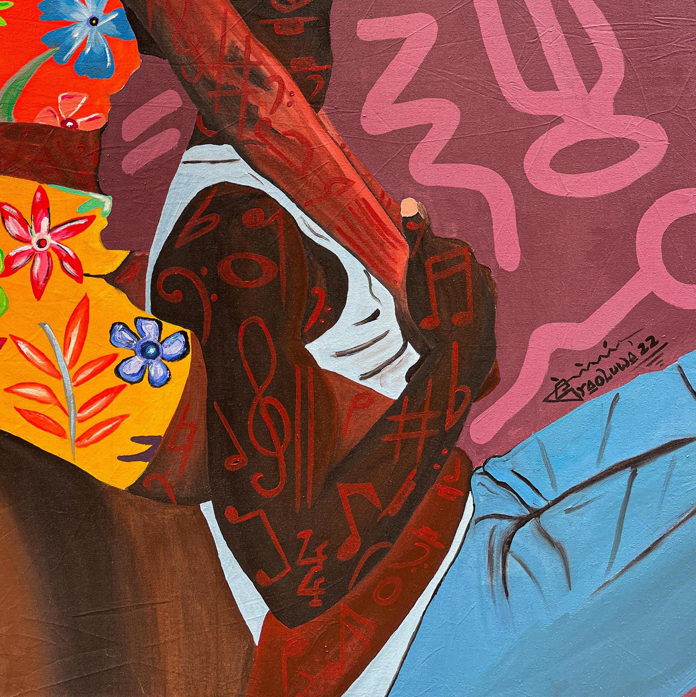 Ololufe Mi (Liebe meines Lebens) (Braun), Figurative Painting, von Oladire Araireoluwa