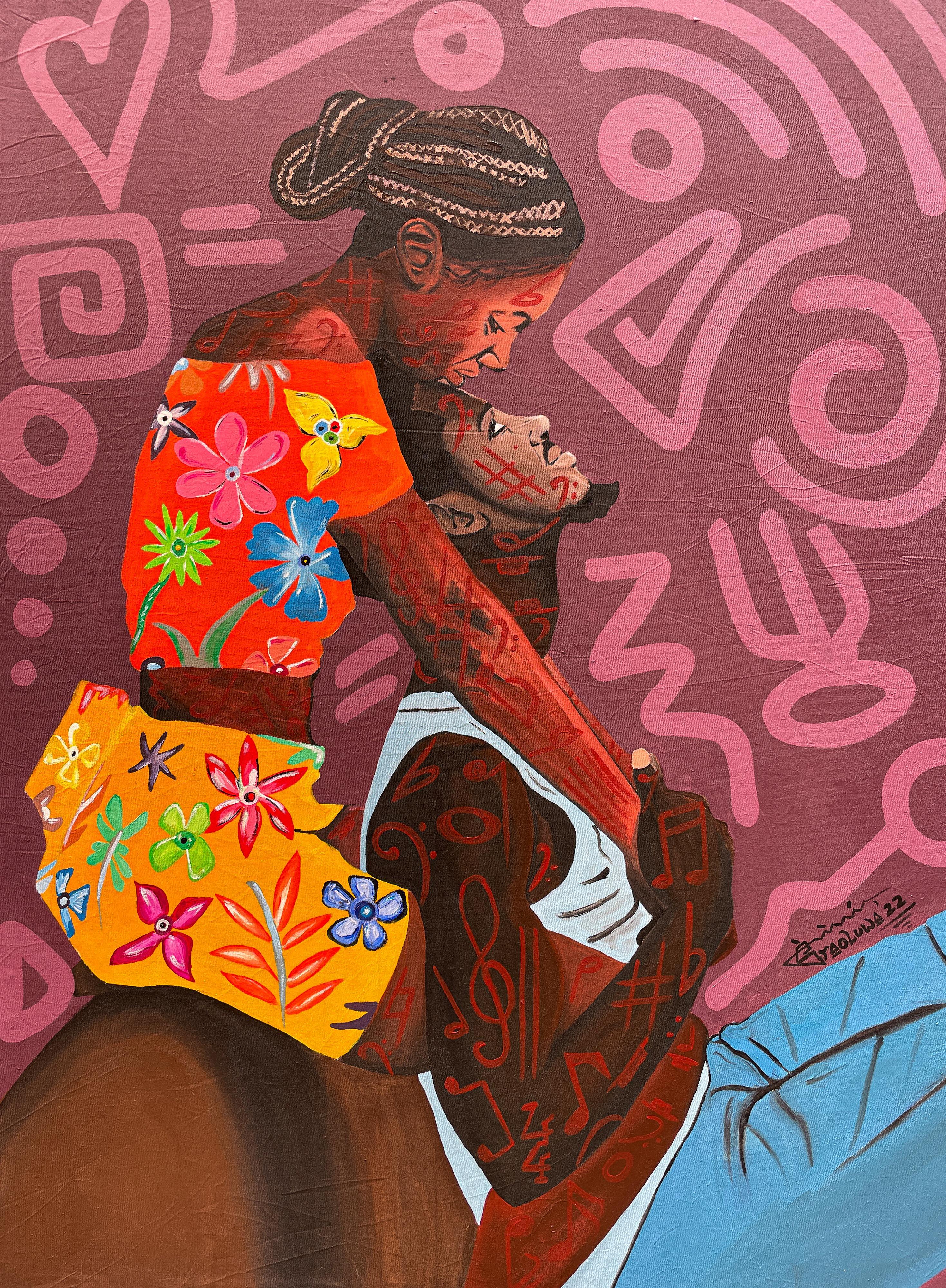 Oladire Araireoluwa Figurative Painting – Ololufe Mi (Liebe meines Lebens)
