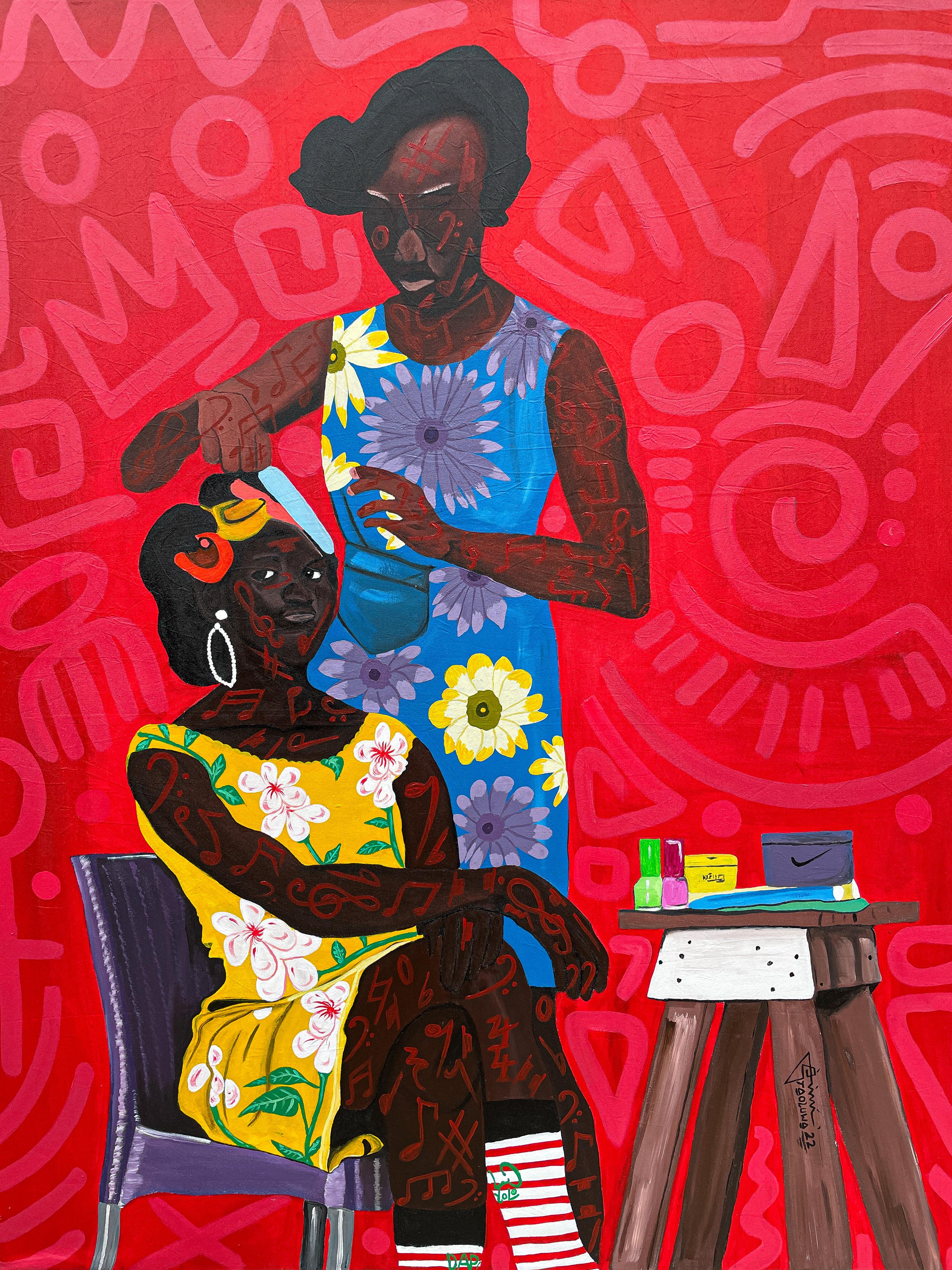Oladire Araireoluwa Figurative Painting - Omoge Awelewa (The Beauty Maiden)
