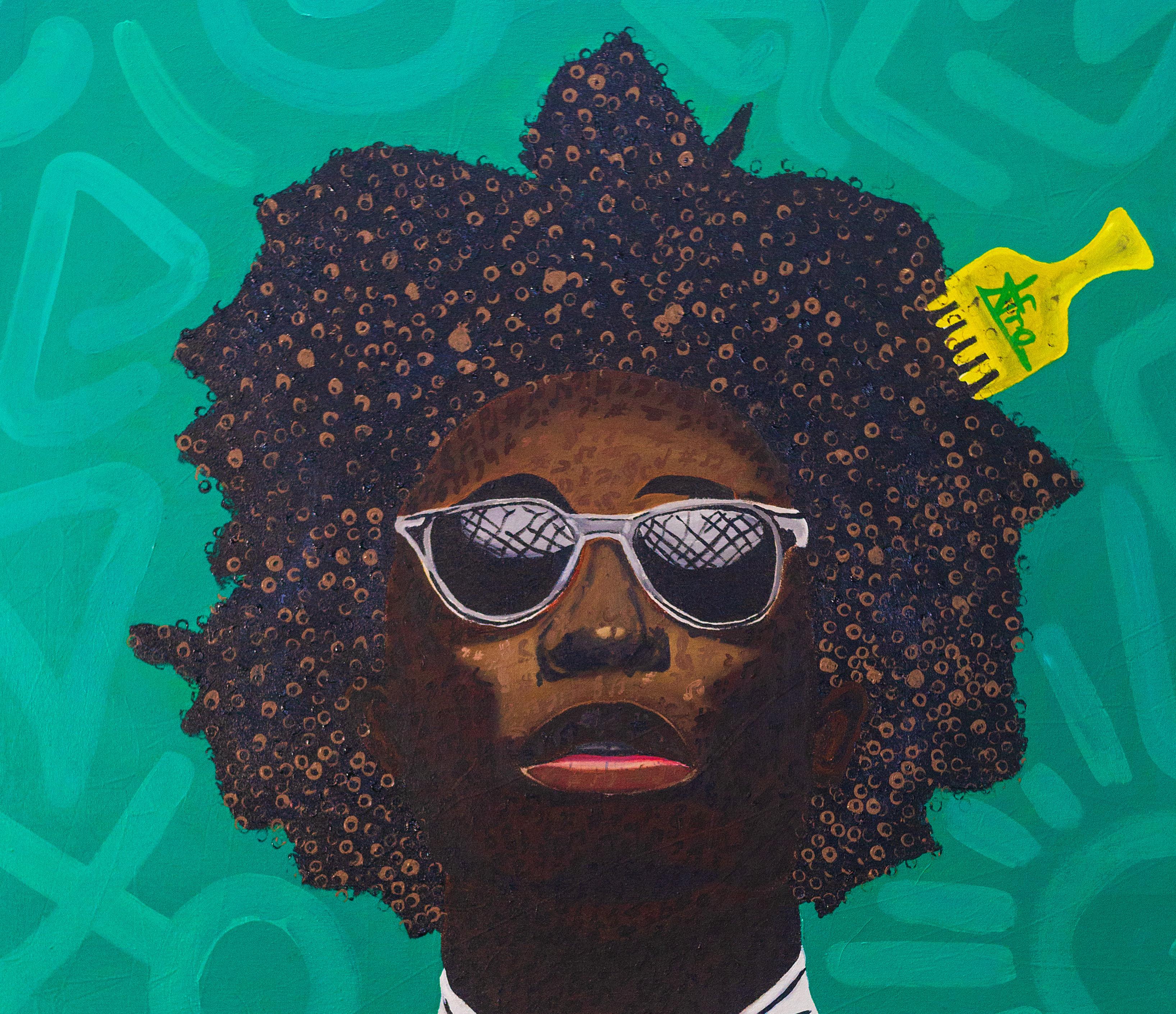 The Boy from The Hood - Contemporary Painting by Oladire Araireoluwa