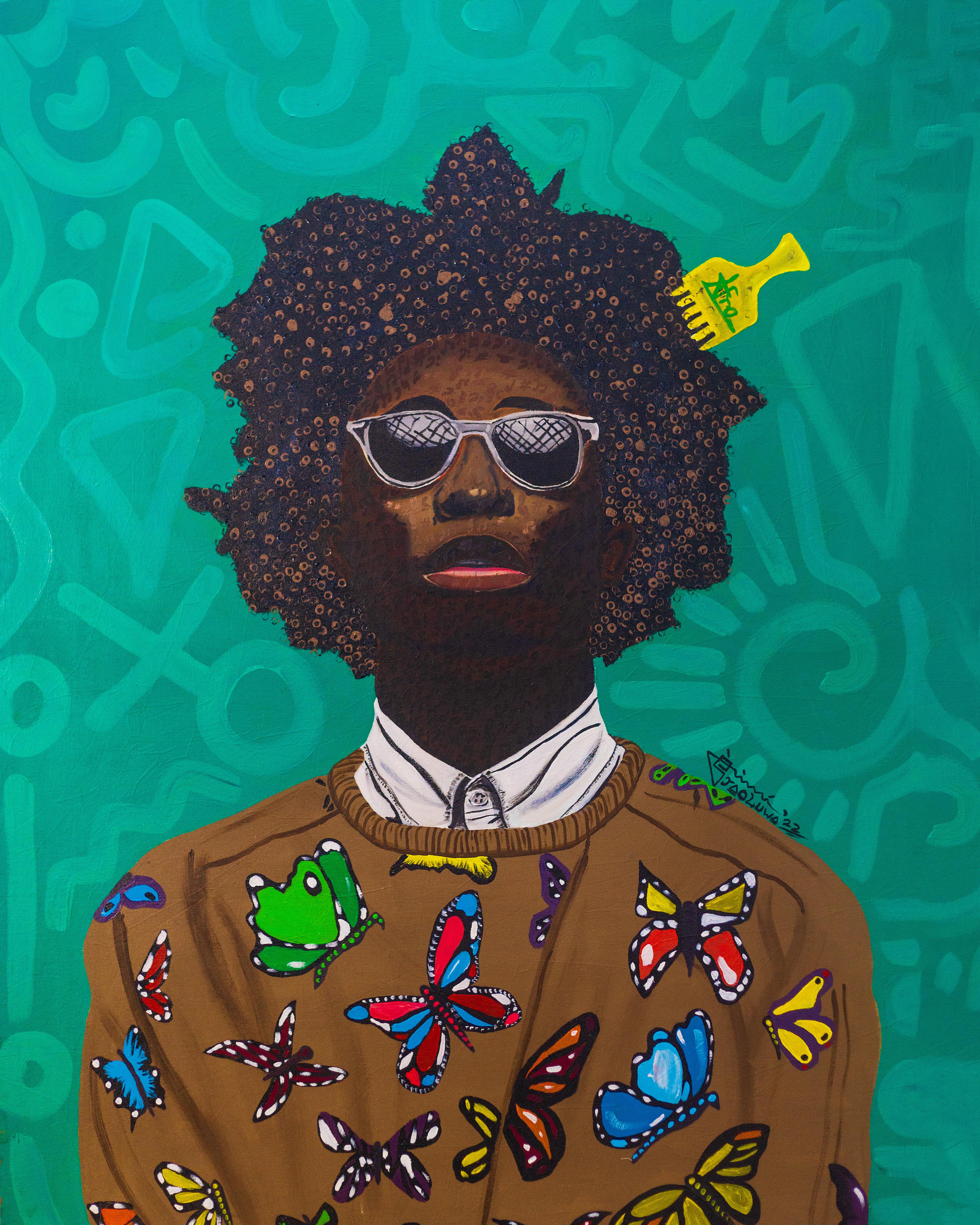 Oladire Araireoluwa Portrait Painting - The Boy from The Hood