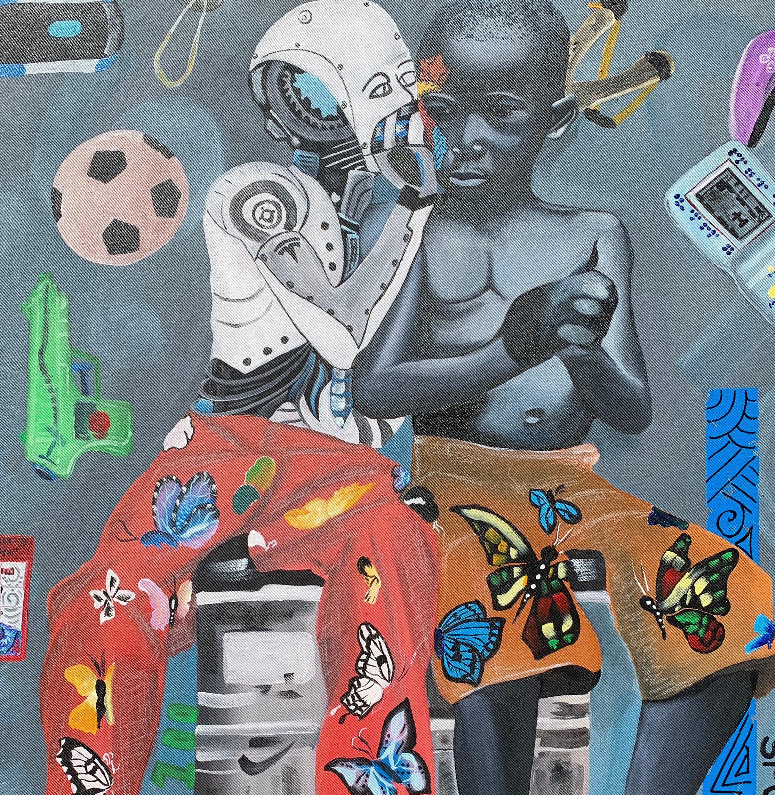 Gestern, Heute, Morgen von Afrika 1 - 21. Jahrhundert, zeitgenössisch, figurativ (Zeitgenössisch), Painting, von Oladire Araireoluwa