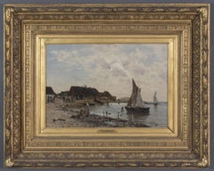 Olaf August Andreas Jernberg - Checking the Catch Along the Beach Antique Checking the Catch Along the Beach