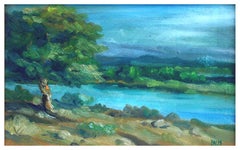 Pinto Lake, Mid Century Small-Scale Landscape with Lakeside Tree