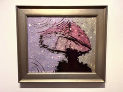 Olaf Schneider, "Searching", 20x24 Rainy Day Puddle Umbrella Oil Painting