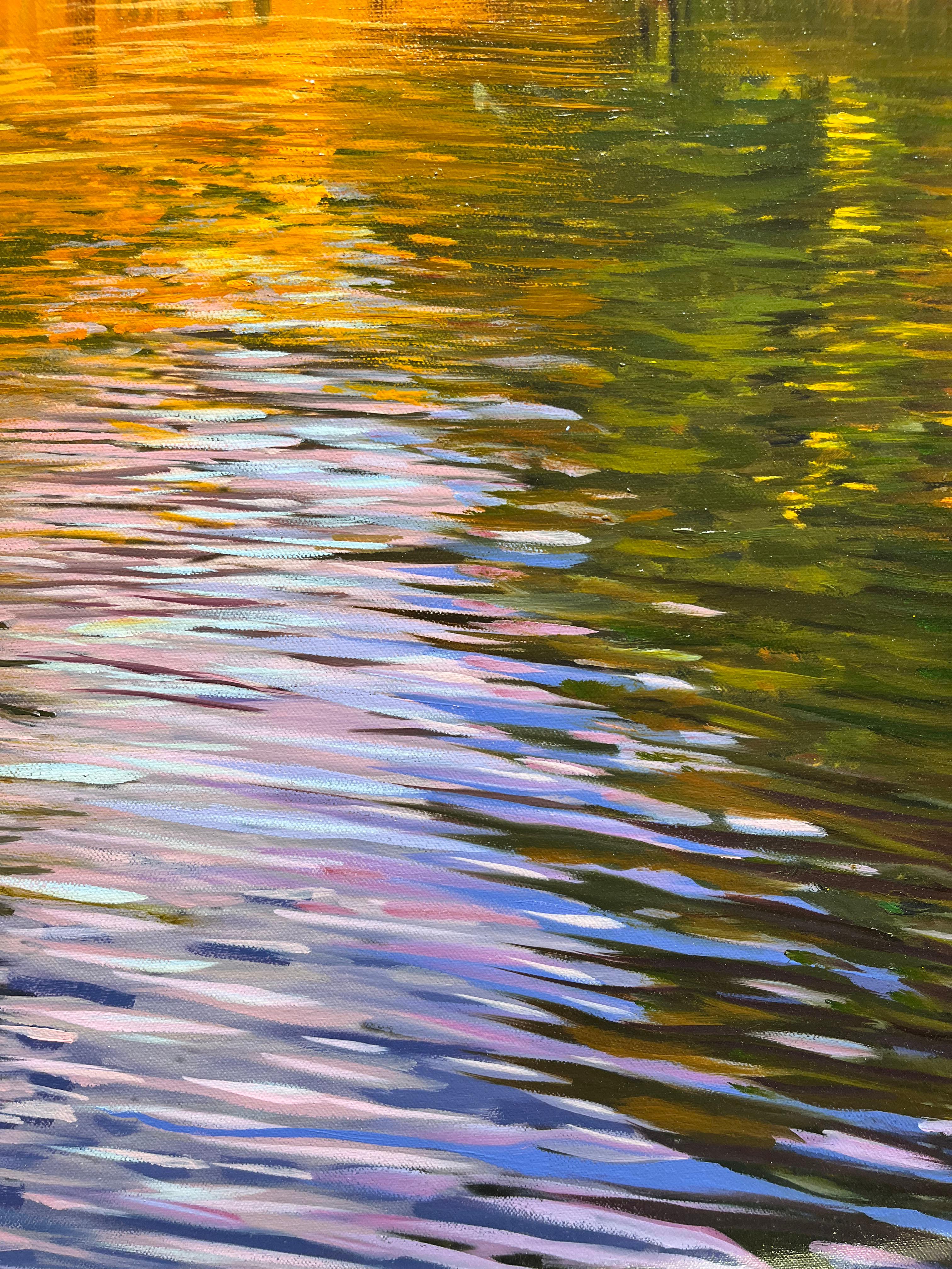 Olaf Schneider, „Wir lieben es hier“, Ölgemälde, 40x40 See und Kanus Ölgemälde im Angebot 5