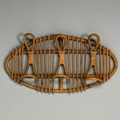 Olaf Von Bohr, Bonacina, Wall Rack, Wood, Rattan, Bamboo, Italy, 1970s