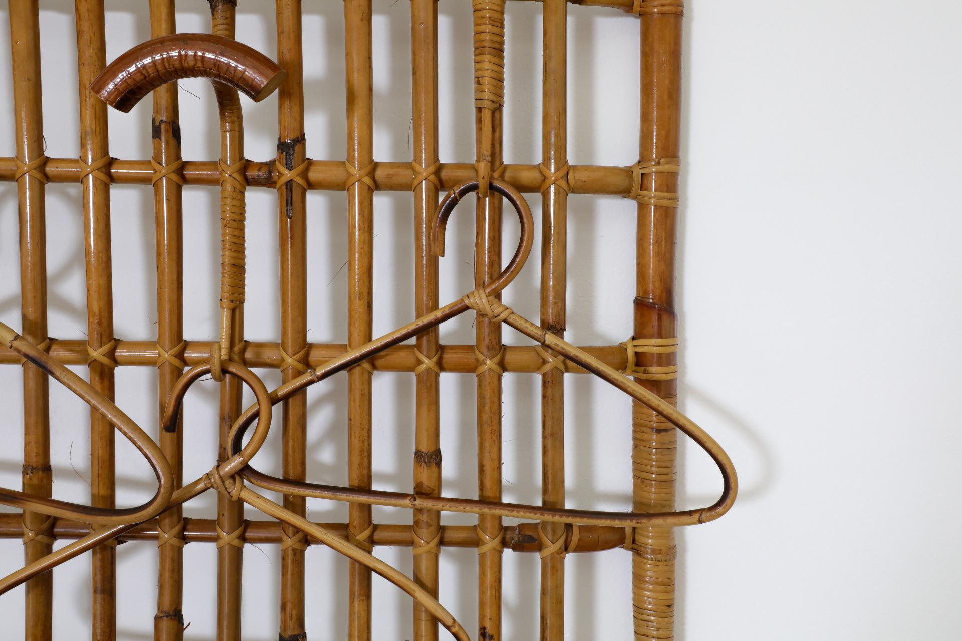 Franco Albini Inspired Bamboo Coat Rack with Hooks, 1960s For Sale 7