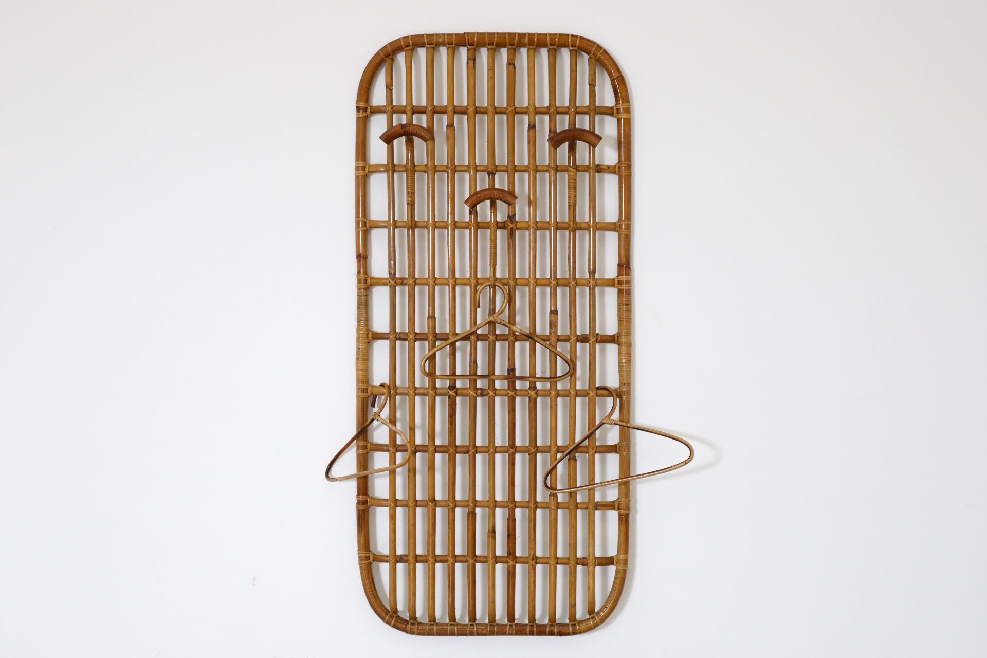 Franco Albini Inspired Bamboo Coat Rack with Hooks, 1960s For Sale 14