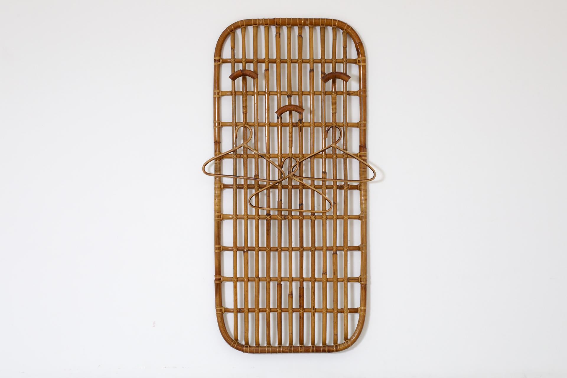 Mid-Century Modern Franco Albini Inspired Bamboo Coat Rack with Hooks, 1960s For Sale