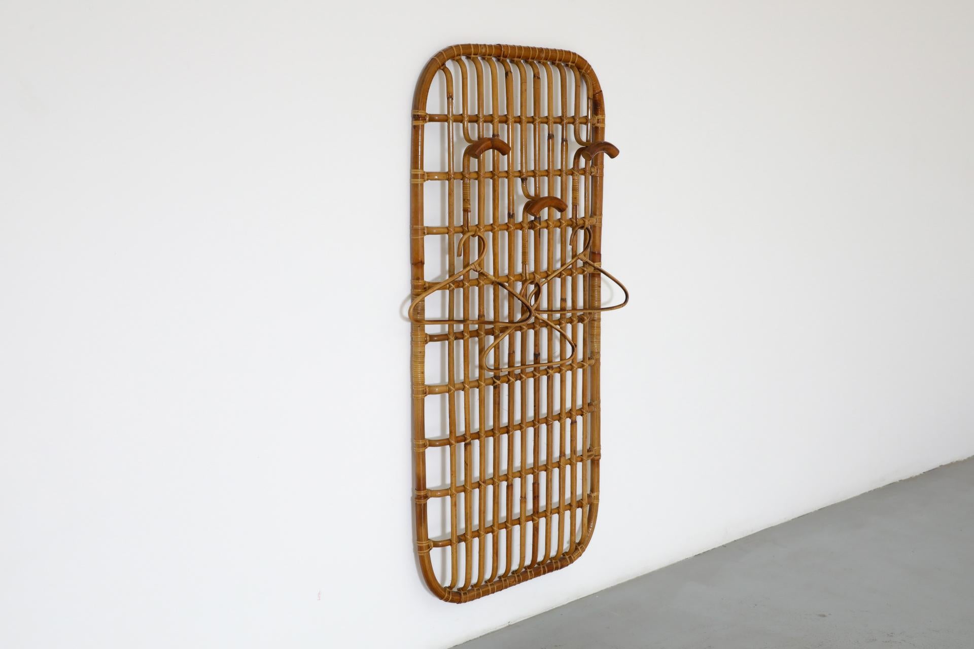 Italian Franco Albini Inspired Bamboo Coat Rack with Hooks, 1960s For Sale