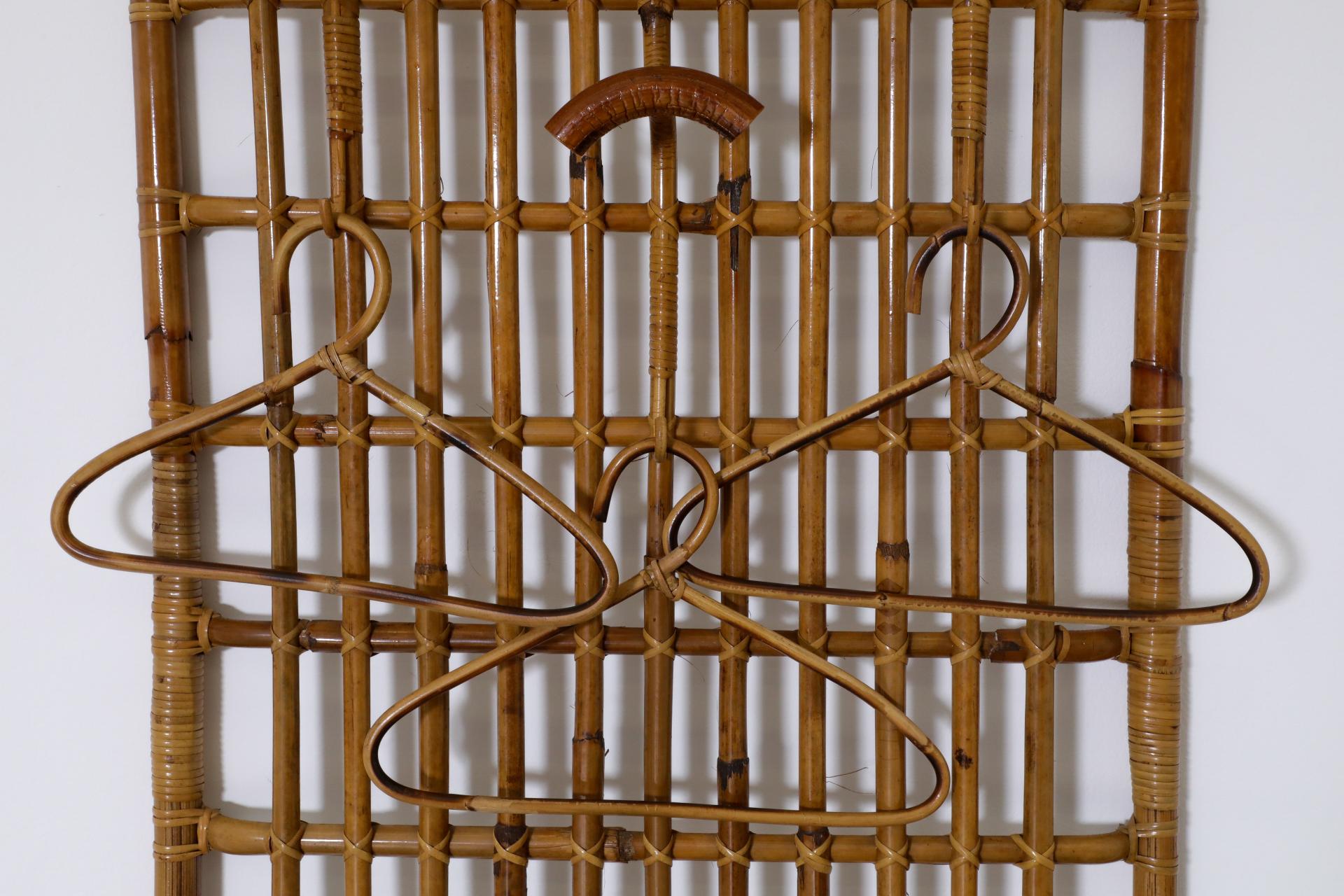 Franco Albini Inspired Bamboo Coat Rack with Hooks, 1960s For Sale 1