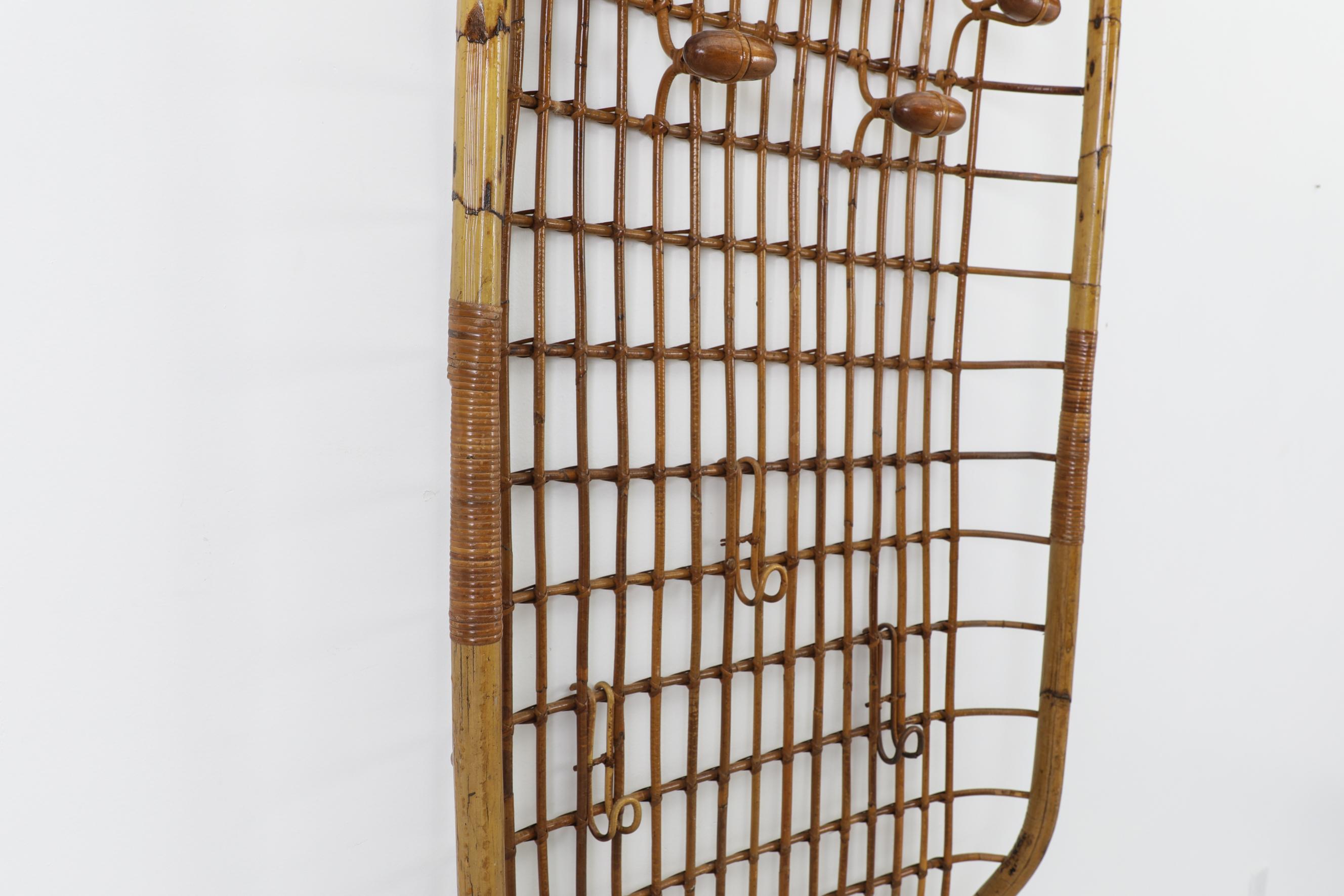 Mid-20th Century Olaf von Bohr for Bonacina Bamboo Coat Rack with Hooks, Italy, 1960's