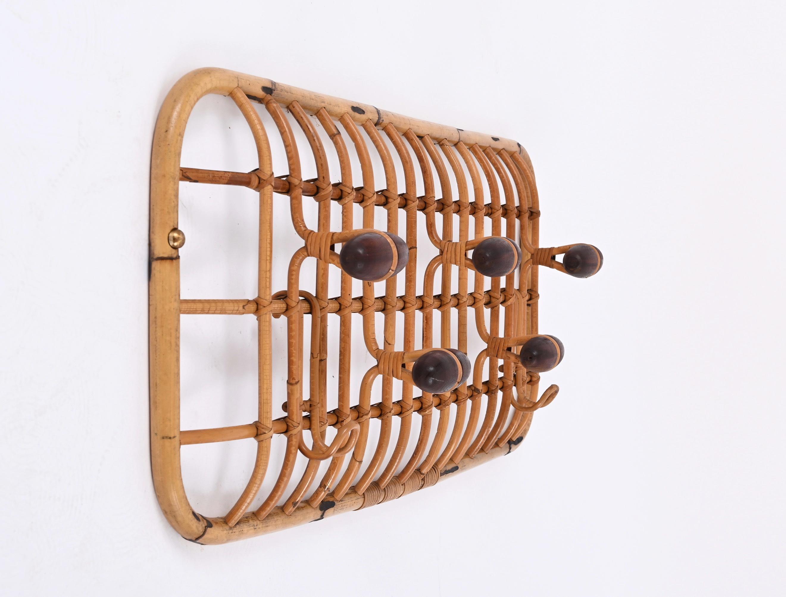 Olaf von Bohr for Bonacina Italian Coat Rack in Bamboo & Rattan, Italy 1960s In Good Condition For Sale In Roma, IT