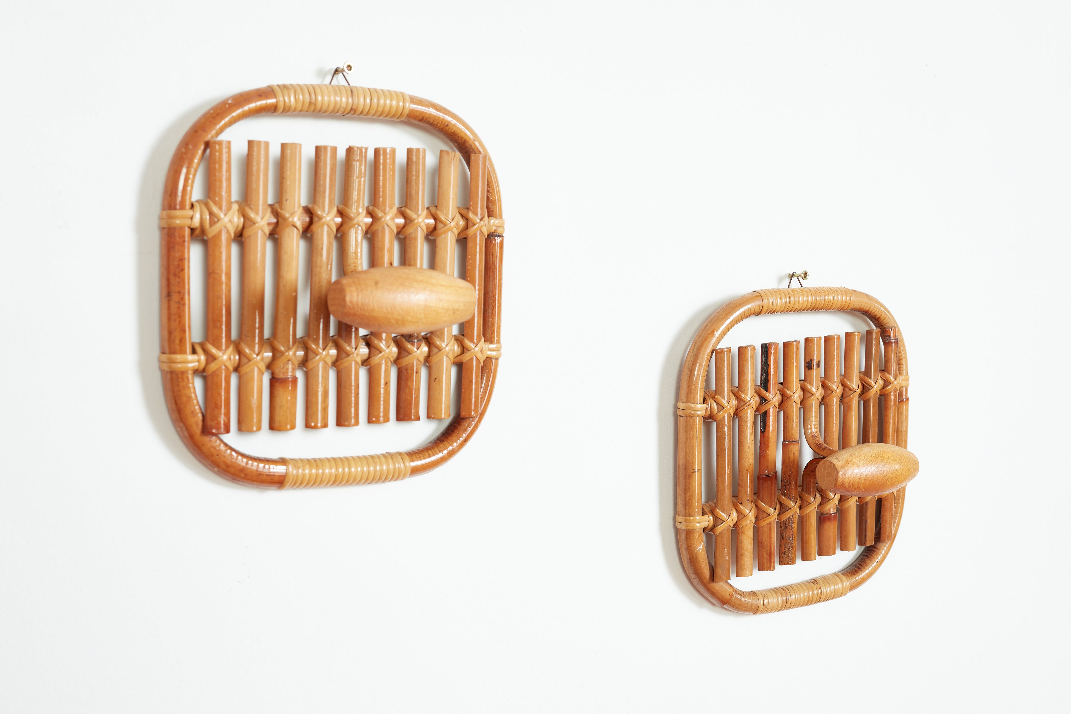 Olaf Von Bohr individual square boathooks with rattan and wood hook.
Priced individually. 