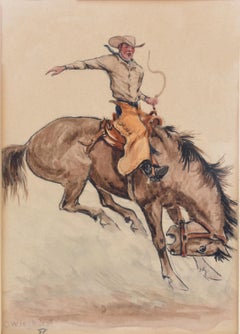 SADDLE BRONC RODEO COWBOY WESTERN HORSE RODEO PAINTING "Bronco Buster"