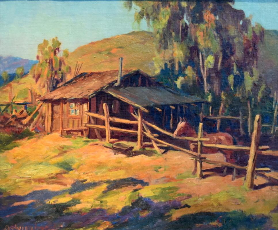 "Home Corral"  Very early Wieghorst California Western Painting awesome colors 