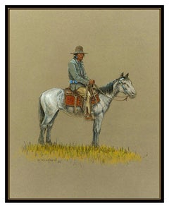 Olaf Wieghorst Gouache Painting On Board Native American Western Horse Signed