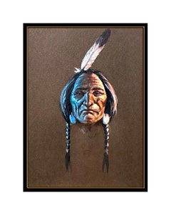 Olaf Wieghorst Original Gouache Painting Native American Portrait Chief Signed