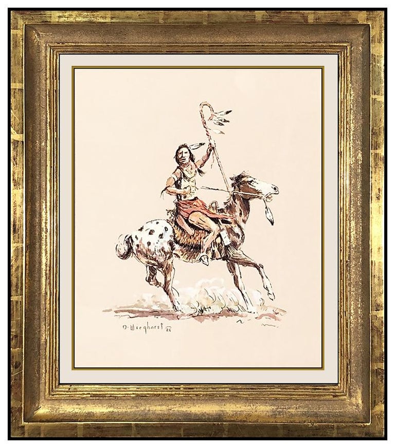 Olaf Wieghorst Olaf Wieghorst Original Gouache Painting Signed Native