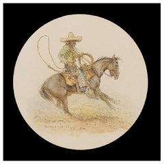 Olaf Wieghorst Watercolor Painting On Board Cowboy Western Horse Signed Artwork