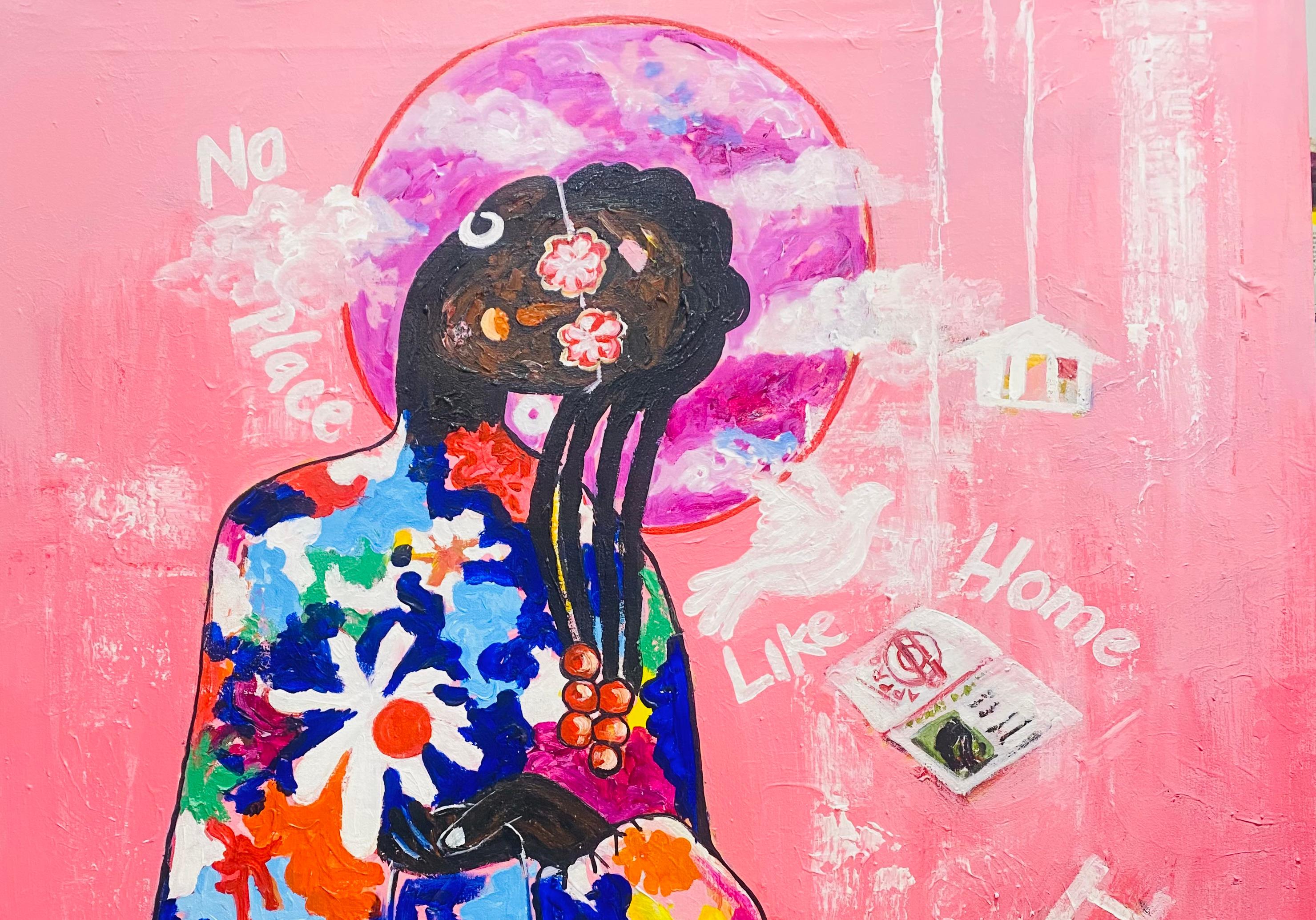 Finding Solace - 21. Jahrhundert, Zeitgenössisch, Figurative Abstraktion, Floral – Painting von Olajide Kuti