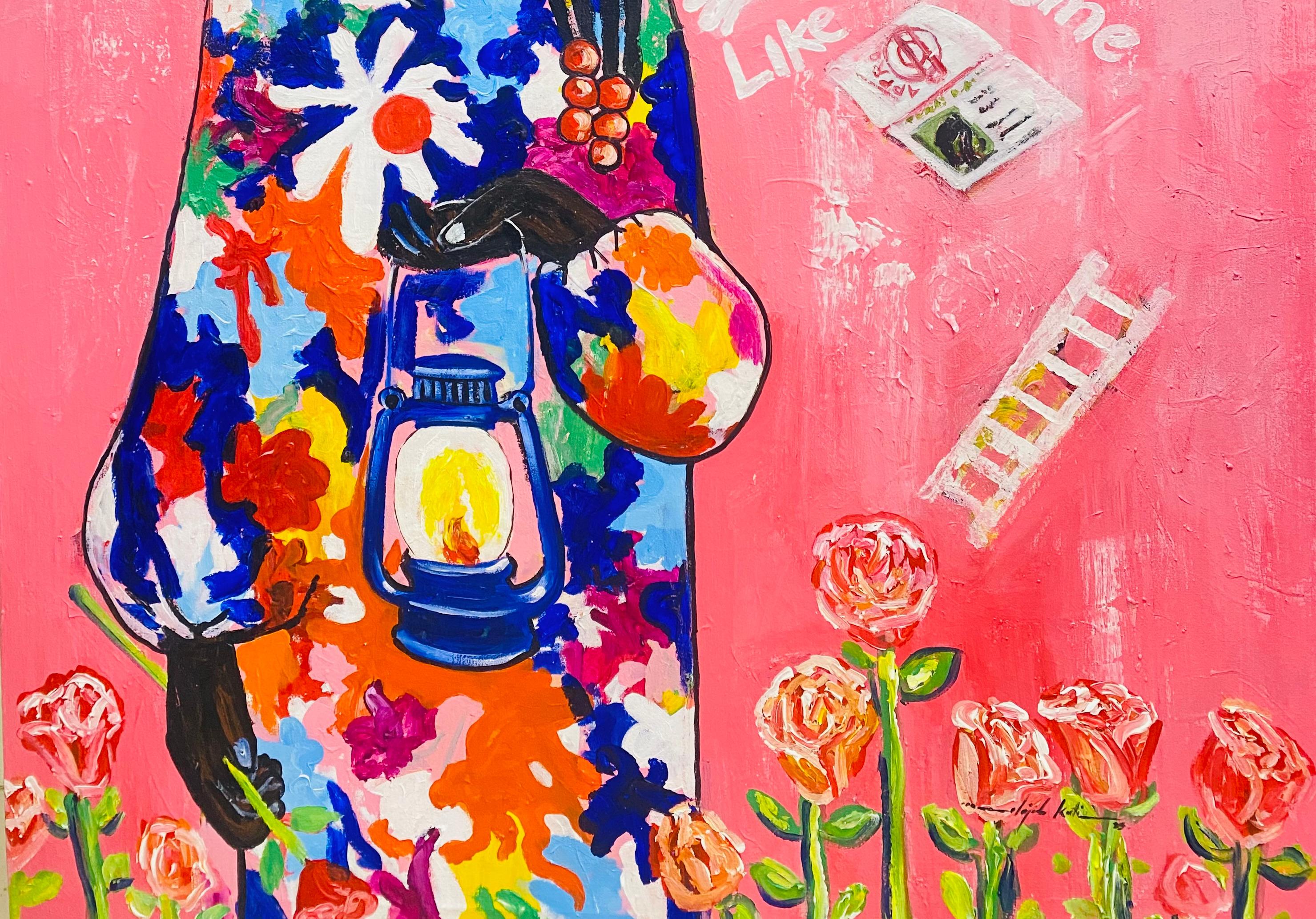 Finding Solace - 21. Jahrhundert, Zeitgenössisch, Figurative Abstraktion, Floral (Expressionismus), Painting, von Olajide Kuti