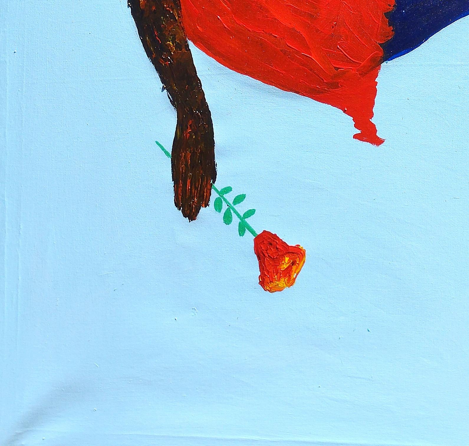 Fiore fluttuante -21° Secolo, Contemporaneo, Astrazione figurativa, Africa, Rosa - Figurative Painting Blu di Olajide Kuti