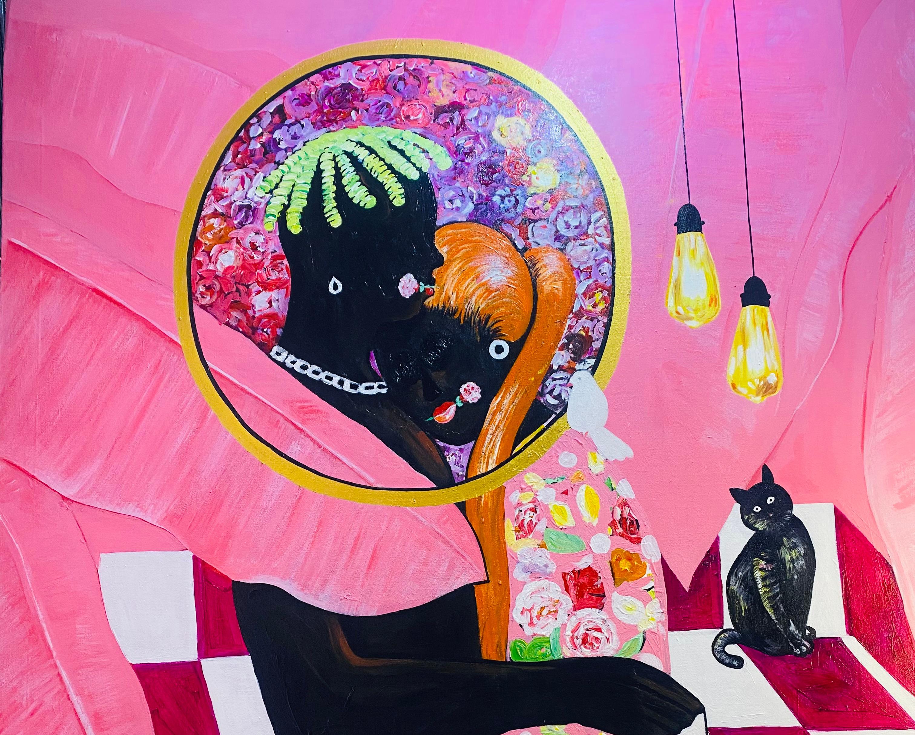 GenZ Lovers -21° secolo, Contemporaneo, Astrazione figurativa, Africa, Coppia - Painting di Olajide Kuti