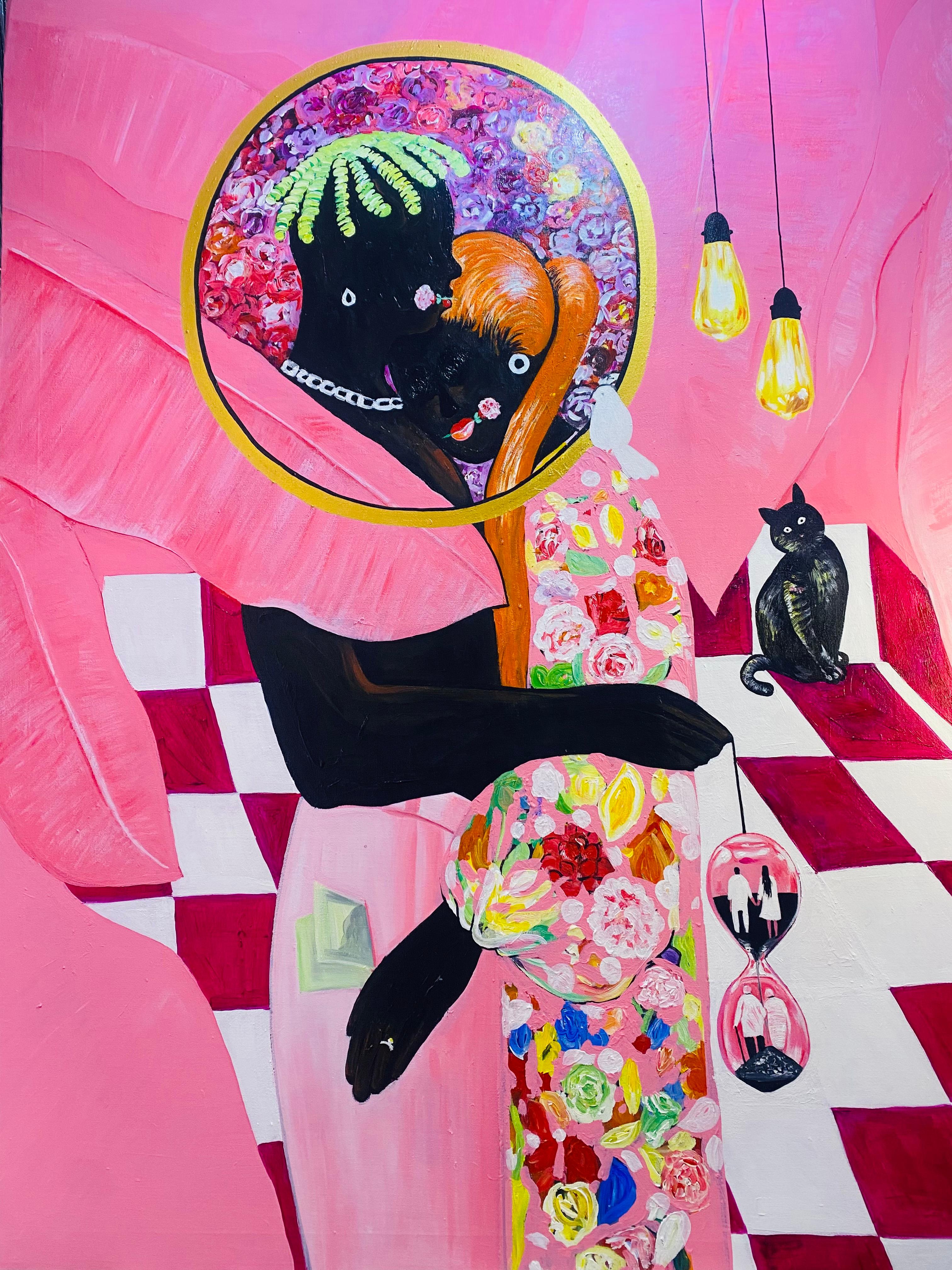 Figurative Painting di Olajide Kuti - GenZ Lovers -21° secolo, Contemporaneo, Astrazione figurativa, Africa, Coppia