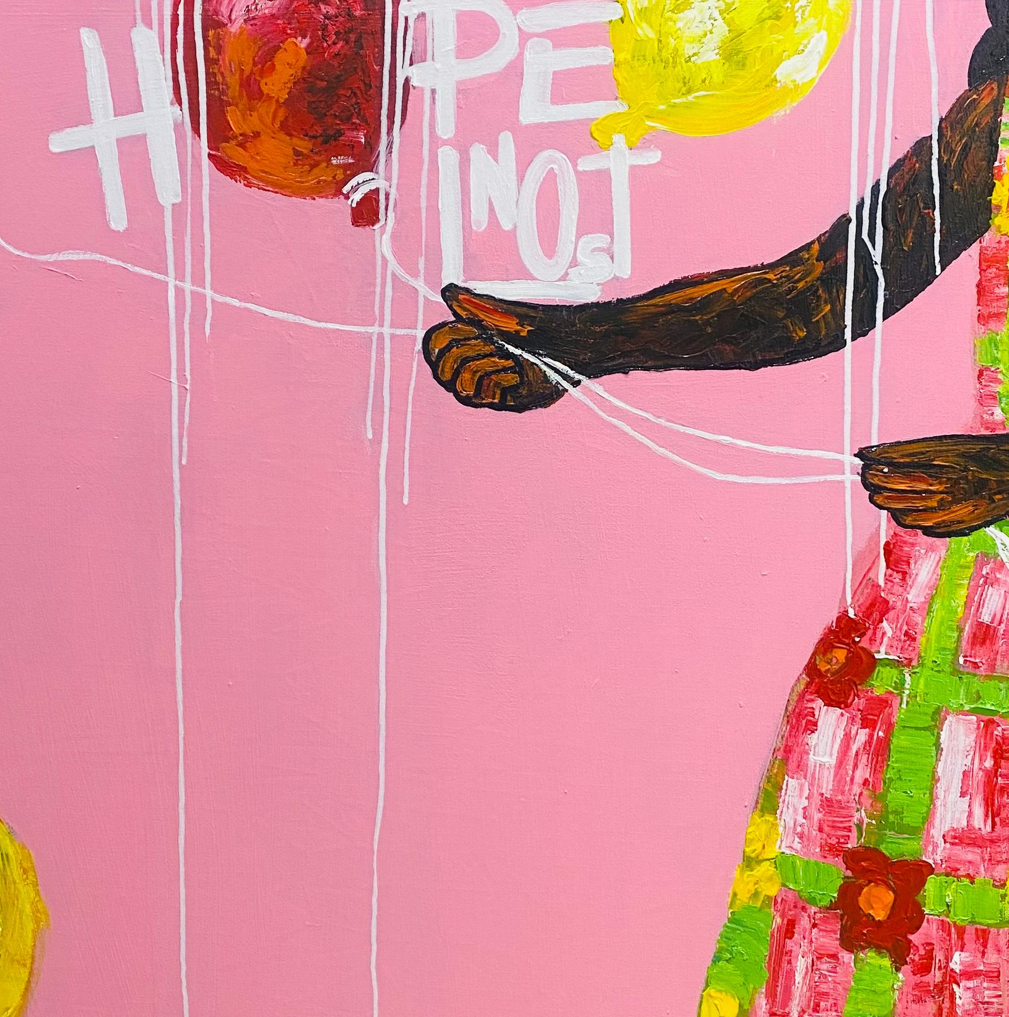 Hope Not Lost - 21. Jahrhundert, Zeitgenössisch, Figurative Abstraktion, Ballon (Pink), Figurative Painting, von Olajide Kuti
