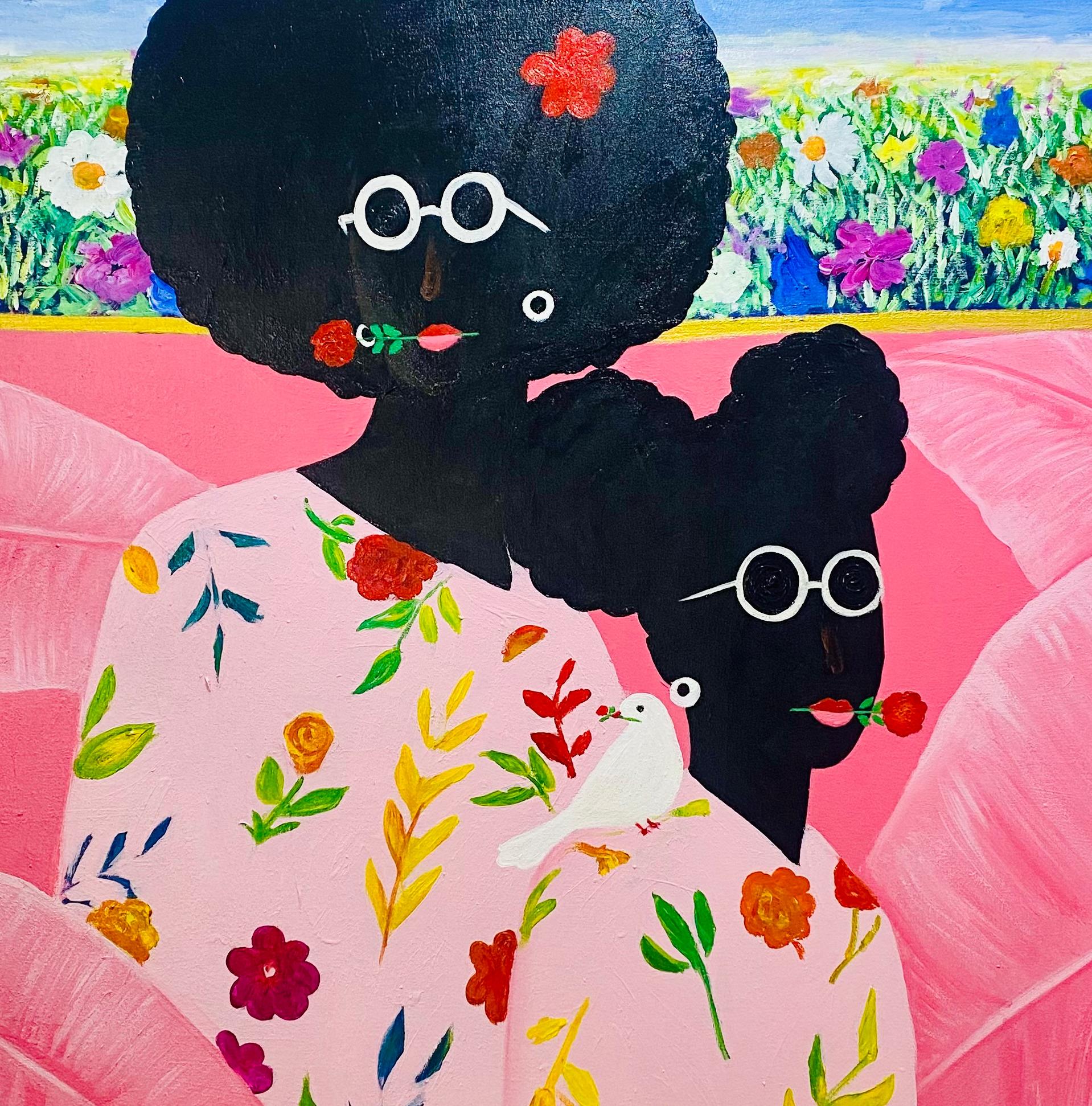 I'll Be With You - 21. Jahrhundert, Zeitgenössisch, Figurative Abstraktion, Floral im Angebot 1