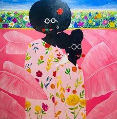 I'll Be With You - 21. Jahrhundert, Zeitgenössisch, Figurative Abstraktion, Floral