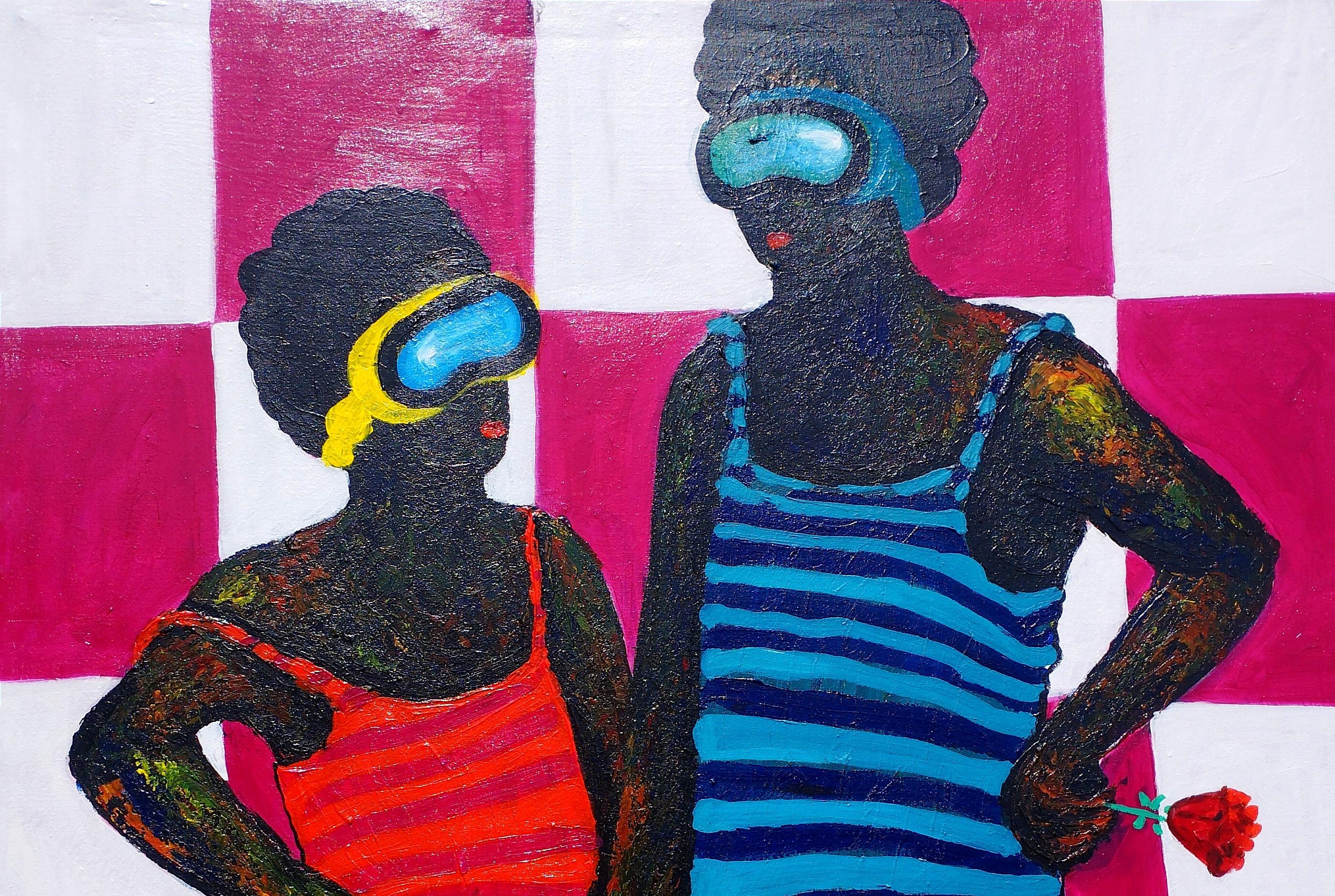Into The Unknown 1 -21° secolo, Contemporaneo, Astrazione figurativa, Africa - Painting di Olajide Kuti