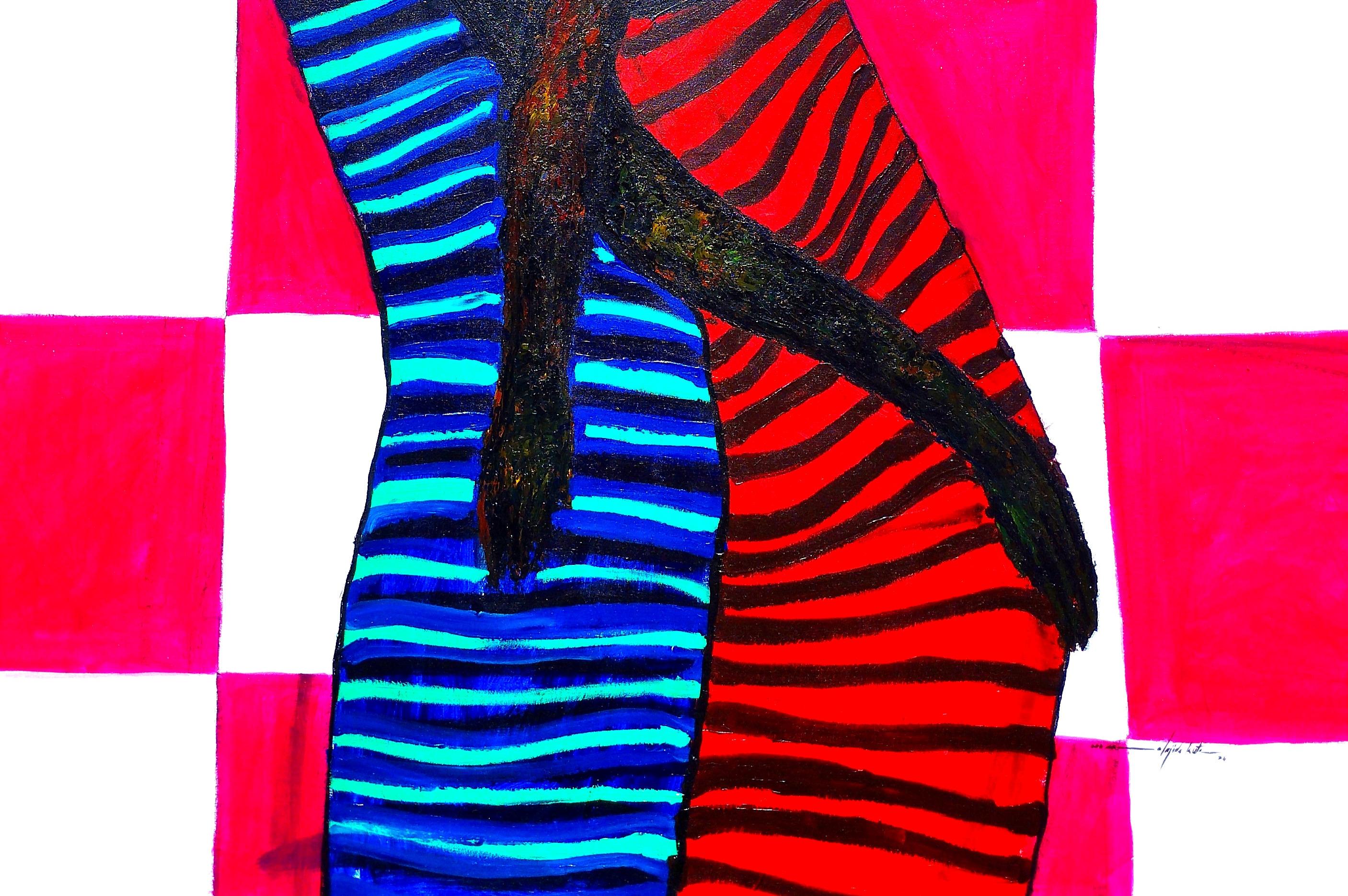 Into The Unknown 2 -21° secolo, Contemporaneo, Astrazione figurativa, Africa - Painting Espressionista di Olajide Kuti