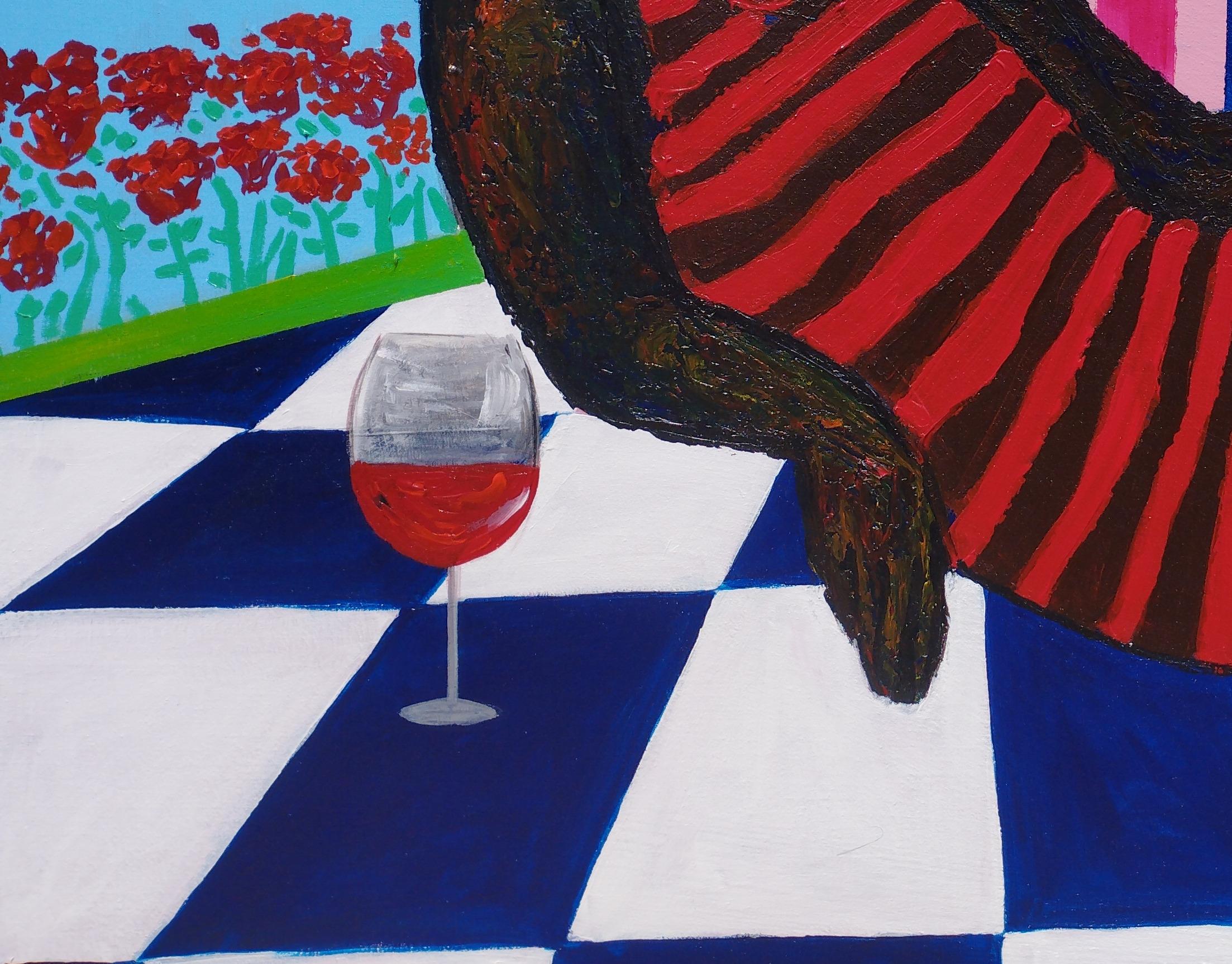 La Dolce Vita (The Sweet Life) - 21st Century, Contemporary, Figurative, Africa - Black Portrait Painting by Olajide Kuti