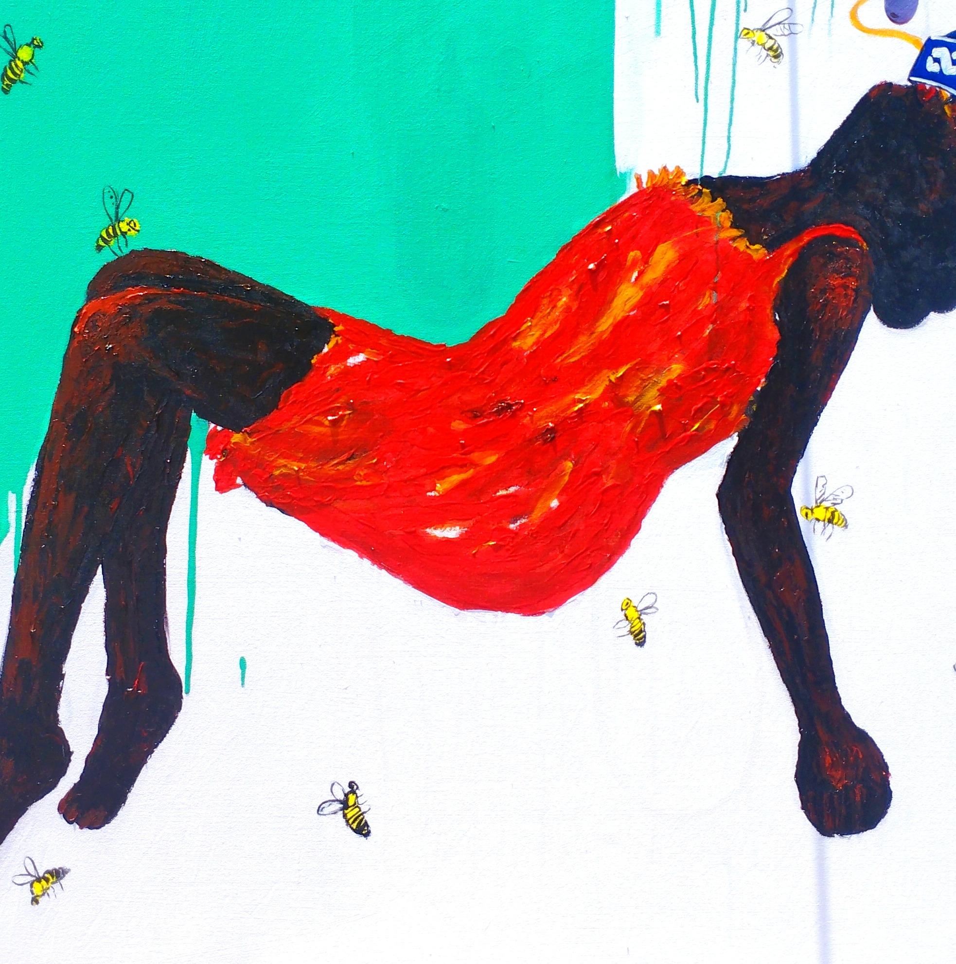 Let The Poor Breathe -21° Secolo, Contemporaneo, Astrazione figurativa, Africa - Figurative Painting Rosa di Olajide Kuti
