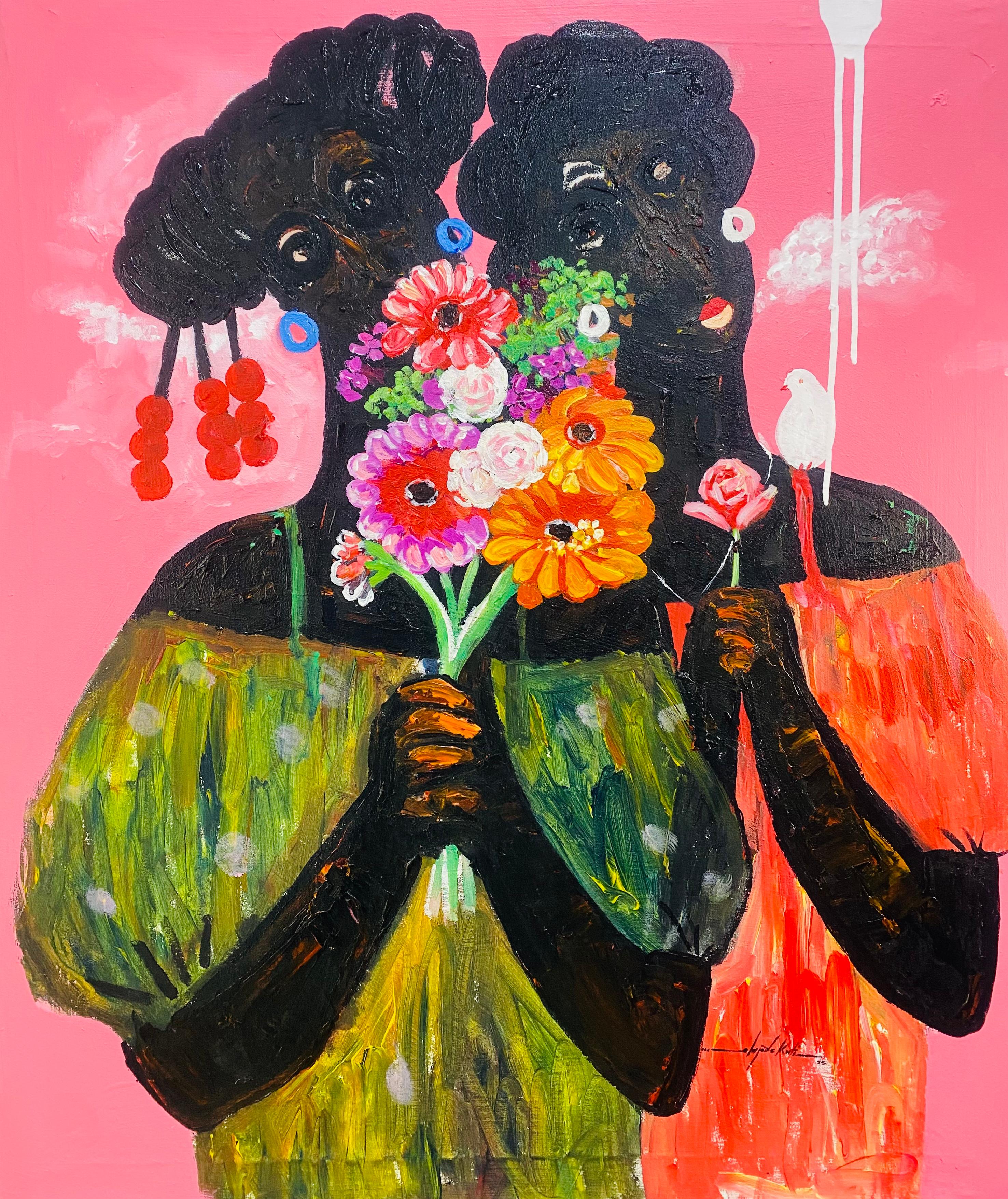 Olajide Kuti Abstract Painting - On God