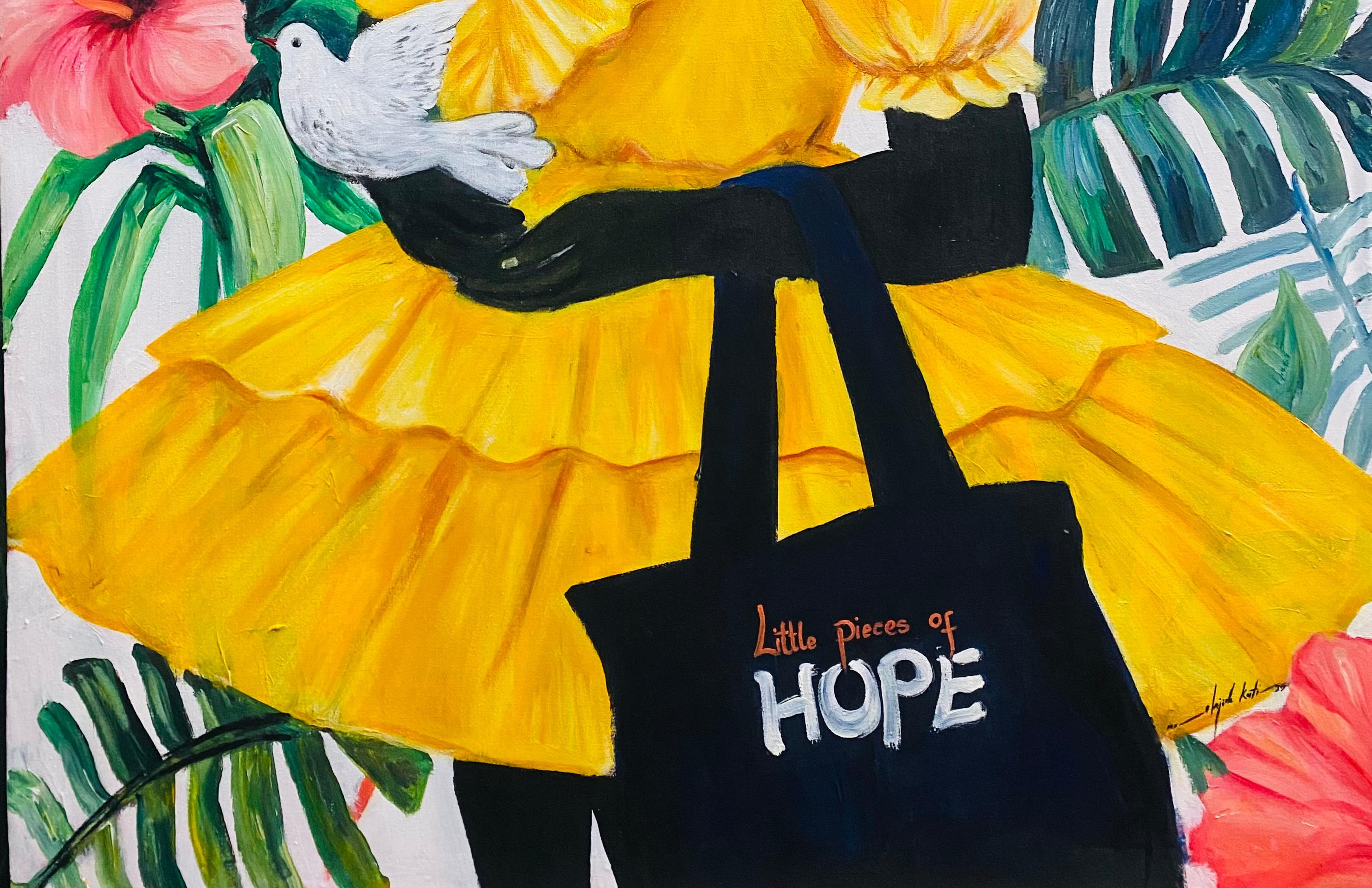 Ray of Hope - 21st Century, Contemporary, Figurative Abstraction, Floral, Women - Painting Expresionista de Olajide Kuti