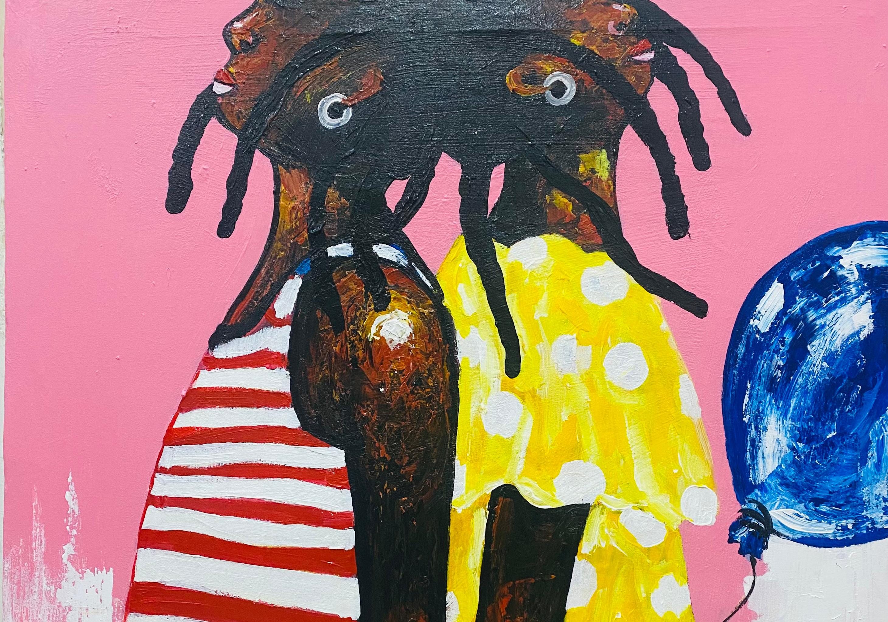 Zweisamkeit - 21. Jahrhundert, Zeitgenössisch, Figurative Abstraktion, Afrika, Liebe – Painting von Olajide Kuti