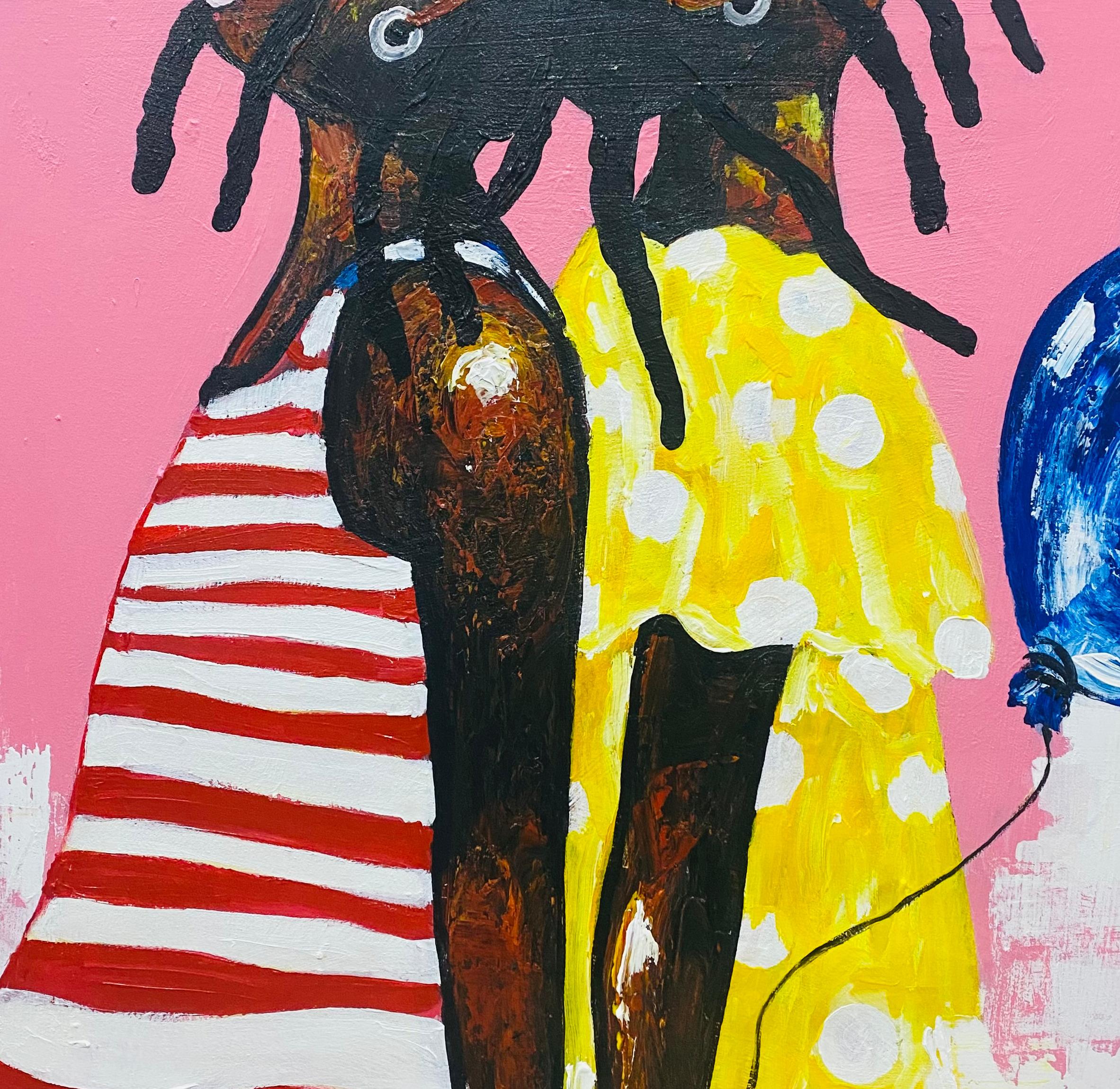 Zweisamkeit - 21. Jahrhundert, Zeitgenössisch, Figurative Abstraktion, Afrika, Liebe (Beige), Figurative Painting, von Olajide Kuti