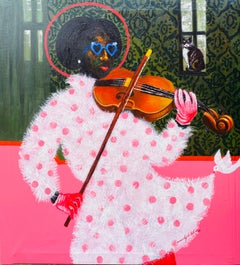 Violinista - XXI secolo, Contemporaneo, Astrazione figurativa, Donne, Musicale