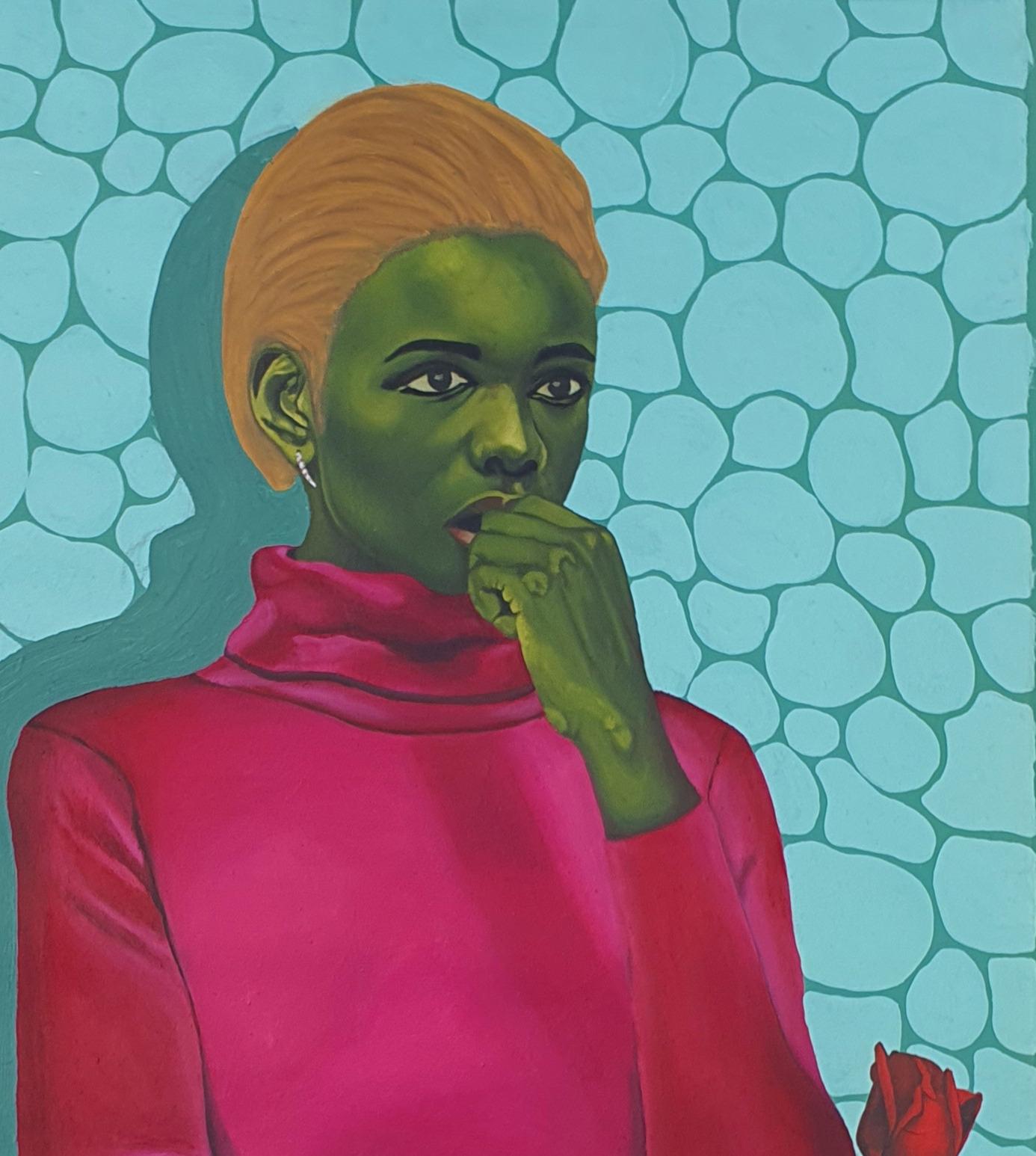 Anxiety - Contemporary Painting by Olajire Olalekan