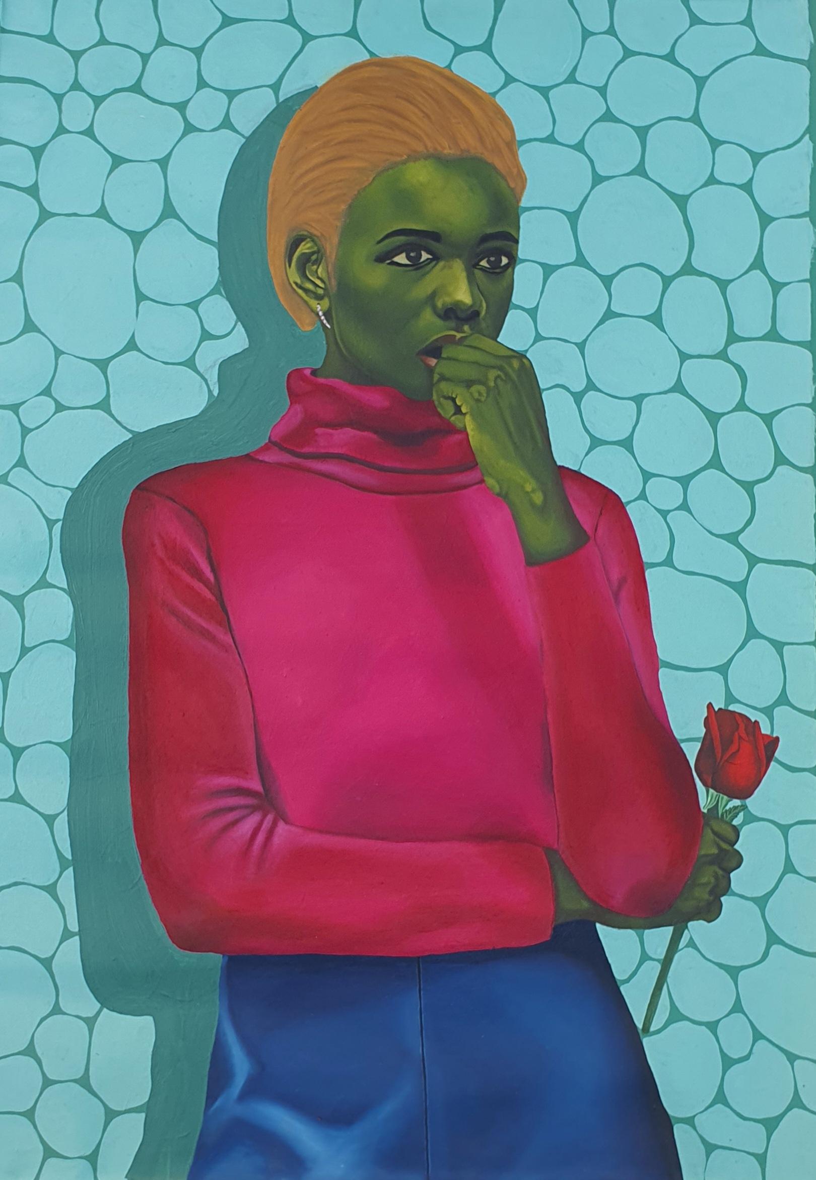 Olajire Olalekan Figurative Painting - Anxiety