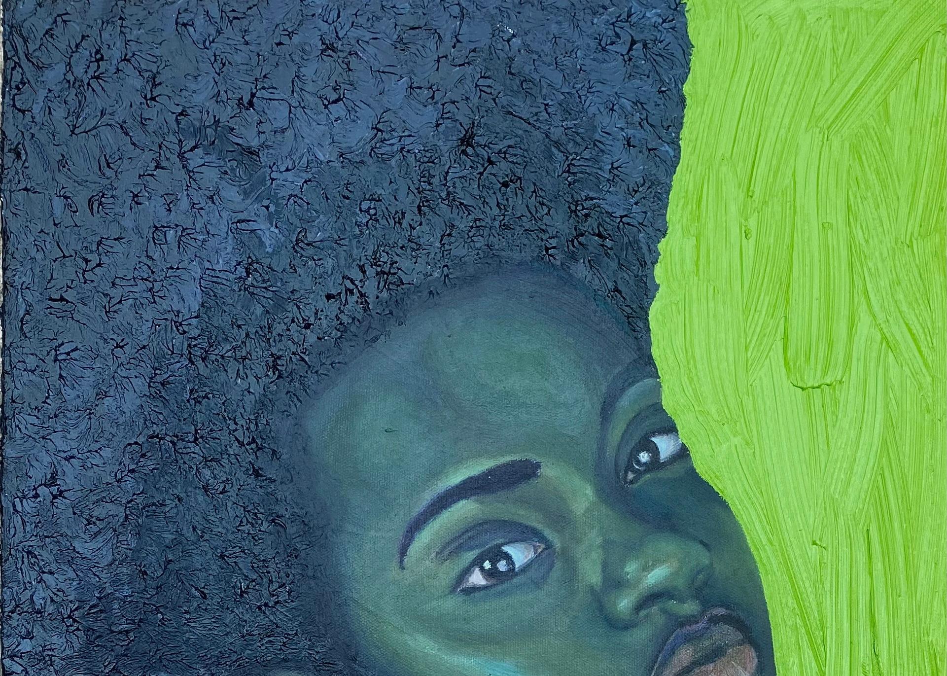 I Found My Peace - 21. Jahrhundert, Zeitgenössisch, Realistisches Porträt, Schwarze Frau – Painting von Olajire Olalekan