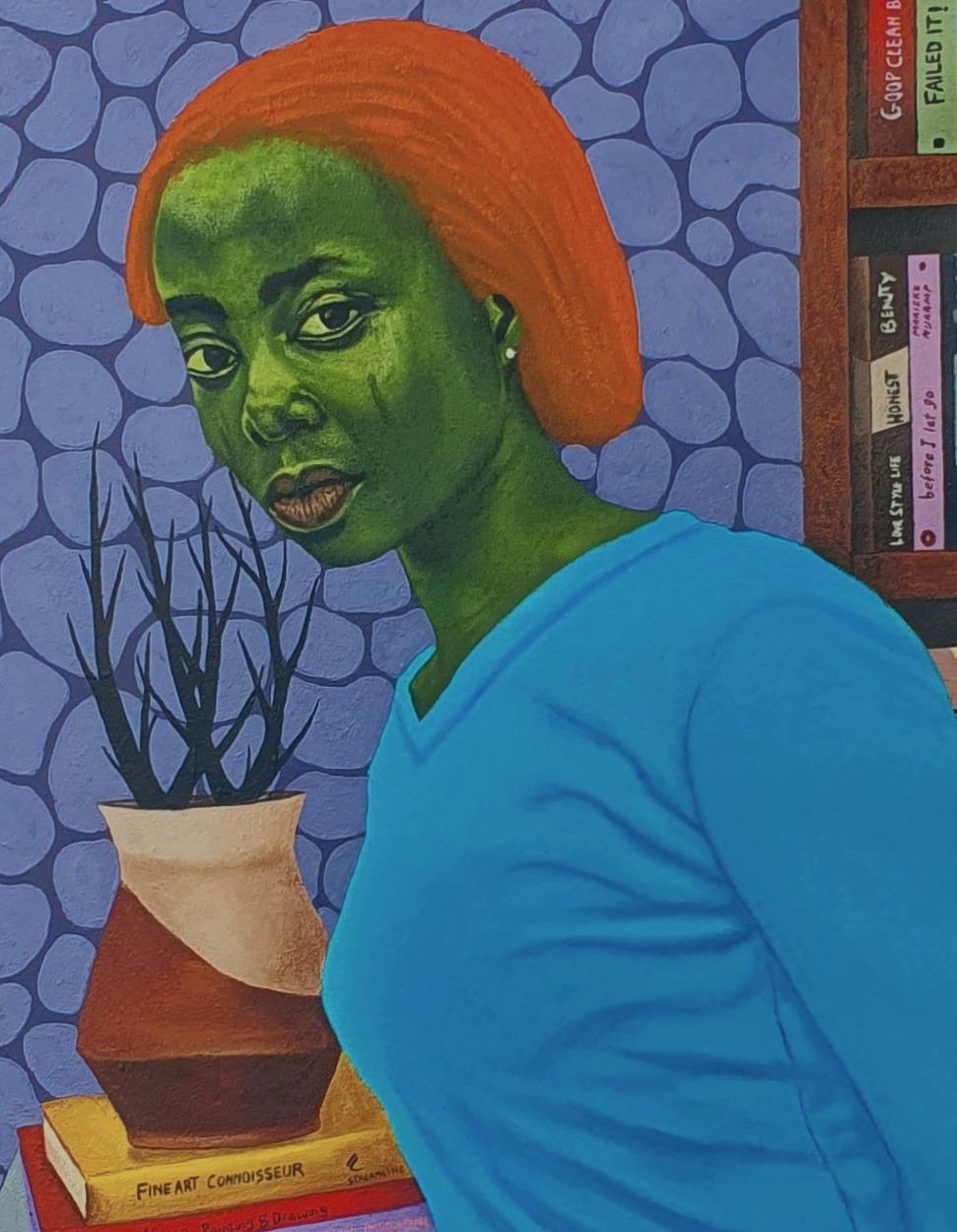 Eccezionale - Figurative Painting Blu di Olajire Olalekan