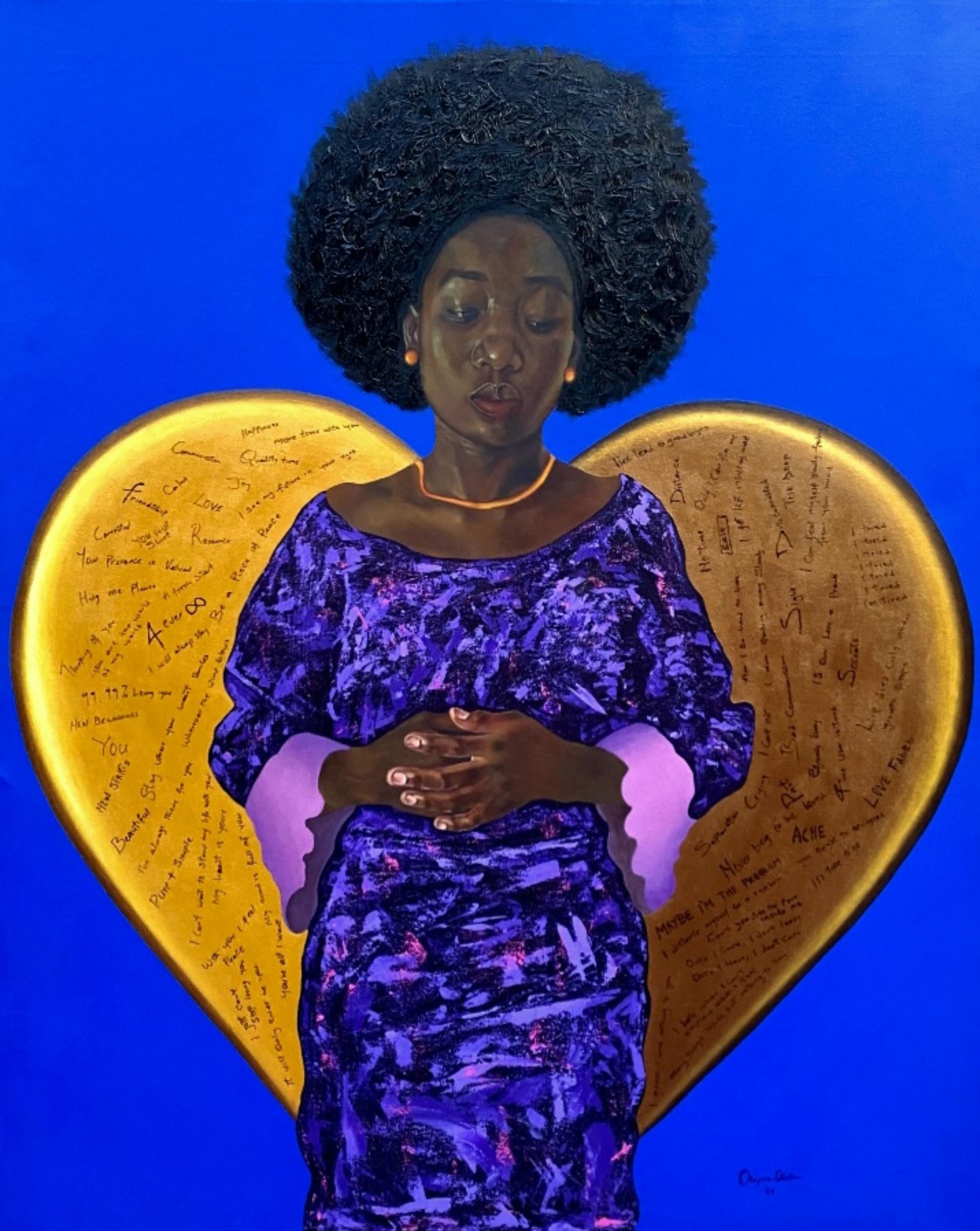Portrait Painting de Olajire Olalekan - ¿Por qué se desvanece el amor? -Siglo XXI, Contemporáneo, Retrato Figurativo, Mujer